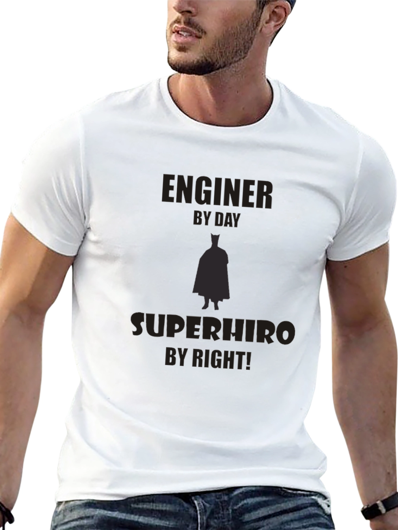 Engineer Superhero Black T-Shirt