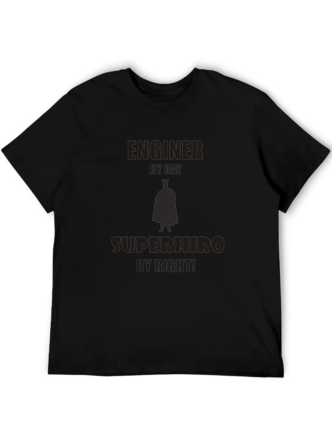 Engineer Superhero Black T-Shirt