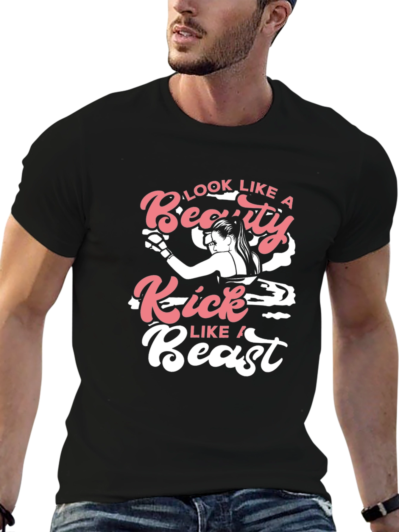 Beauty & Beast Graphic Tee - Black Casual T-Shirt