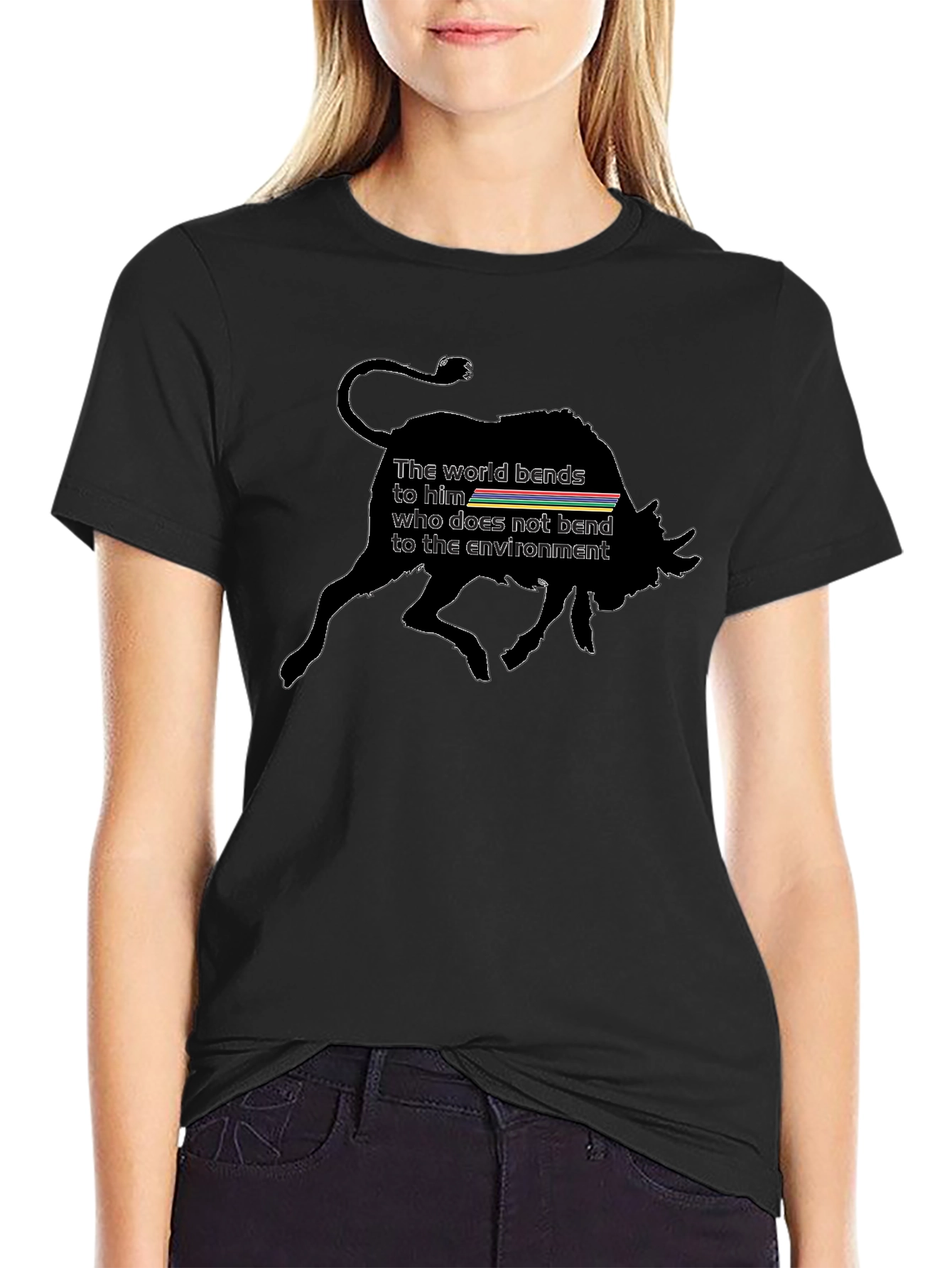 Bull & Motto Graphic T-Shirt - Stylish Black Tee