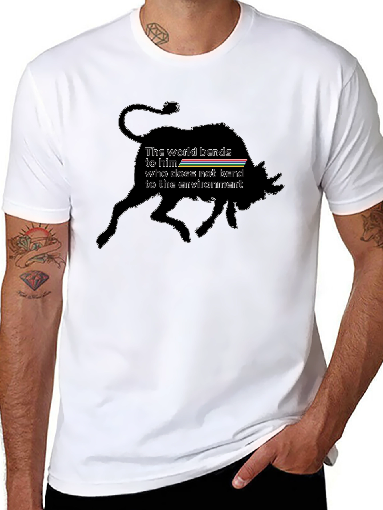 Bull & Motto Graphic T-Shirt - Stylish Black Tee
