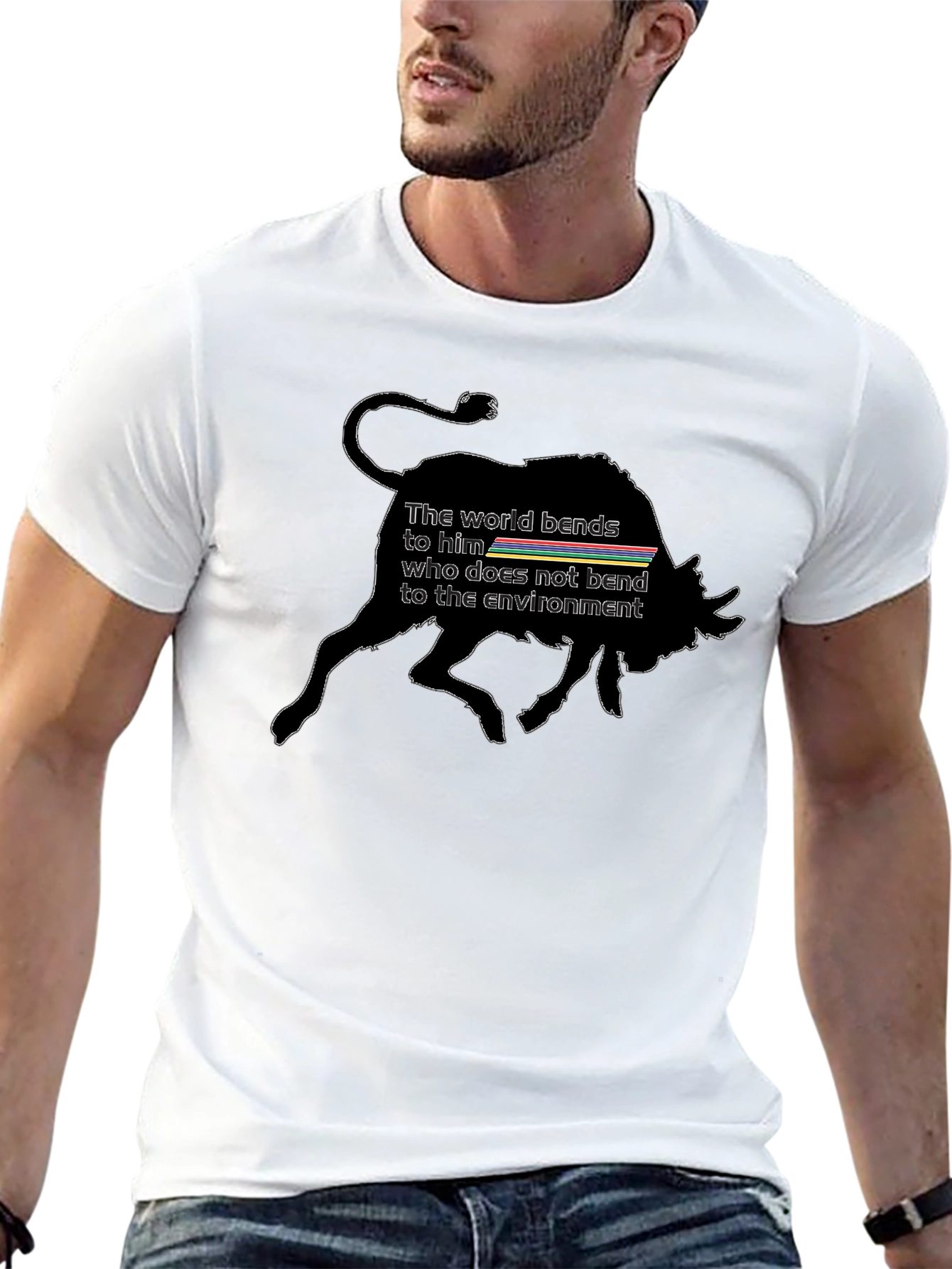 Bull & Motto Graphic T-Shirt - Stylish Black Tee