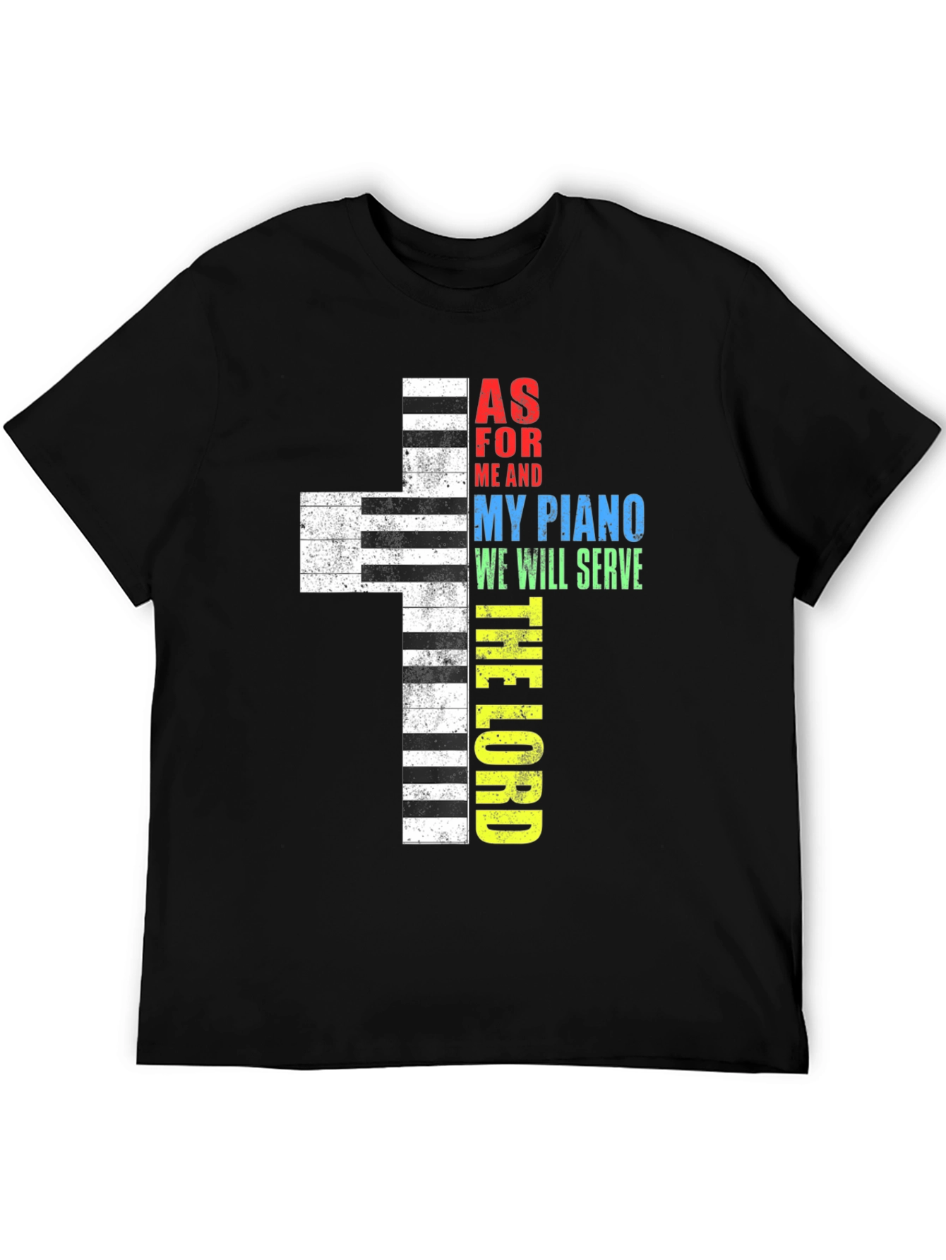 Piano Cross Graphic Tee - Religious T-Shirt