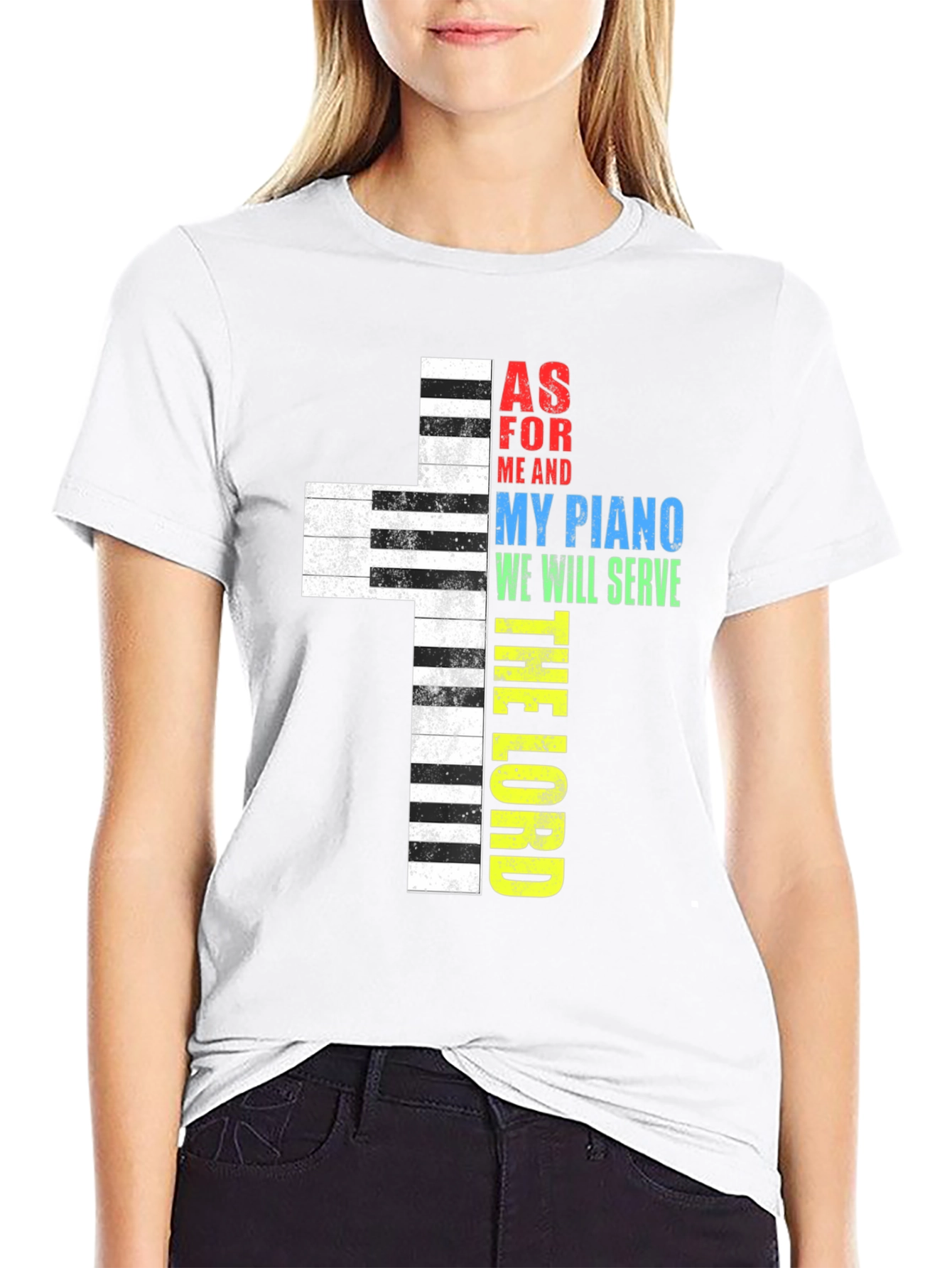 Piano Cross Graphic Tee - Religious T-Shirt