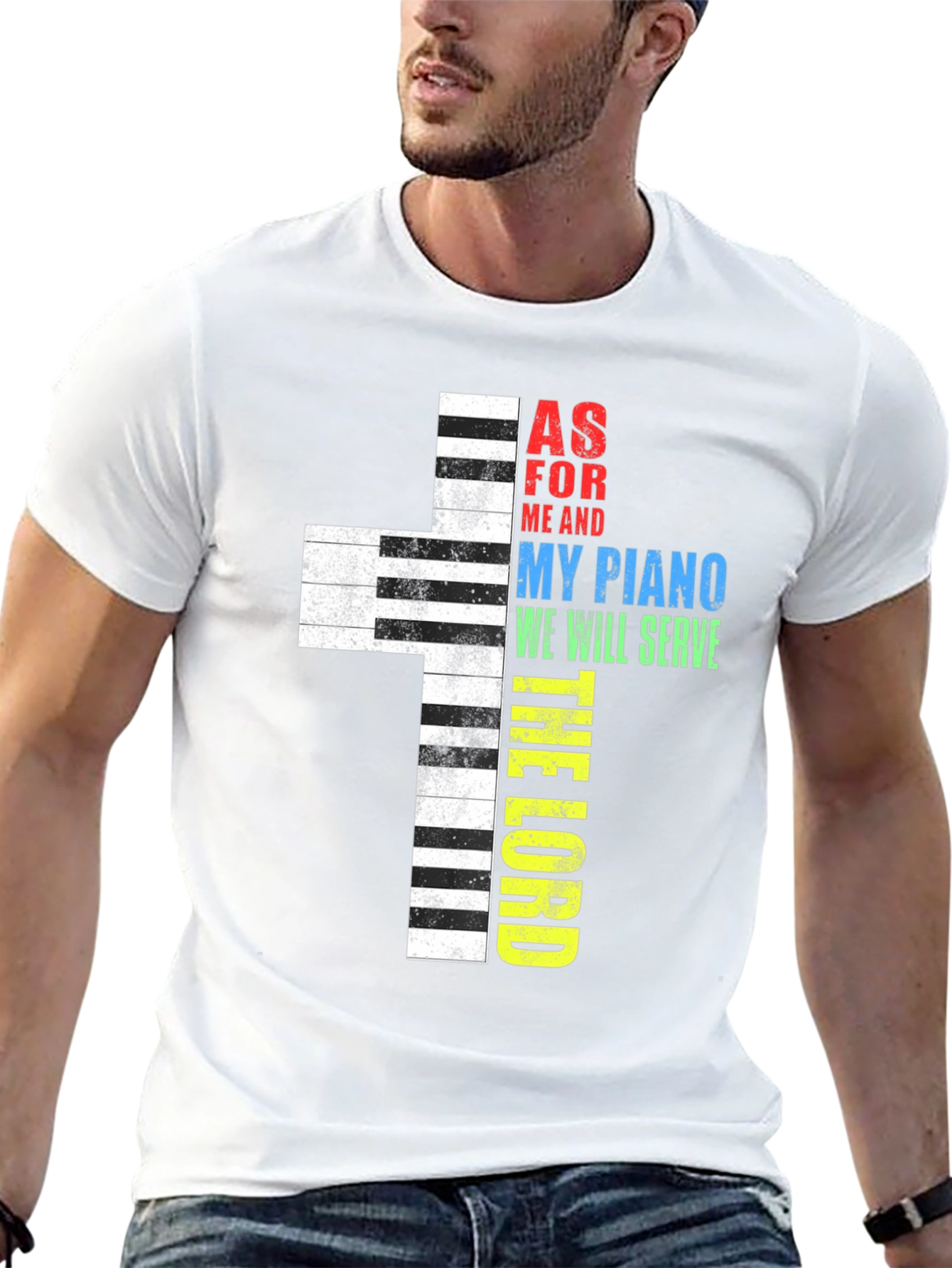 Piano Cross Graphic Tee - Religious T-Shirt
