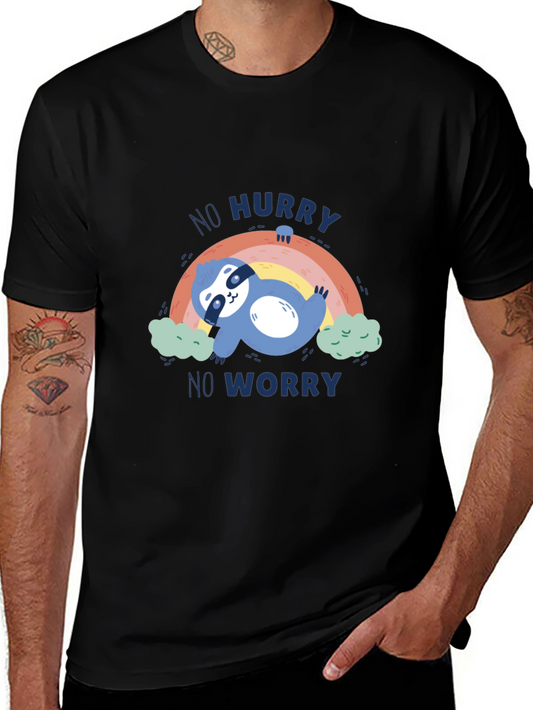No Hurry No Worry Sloth Graphic Tee - Relaxed Fit