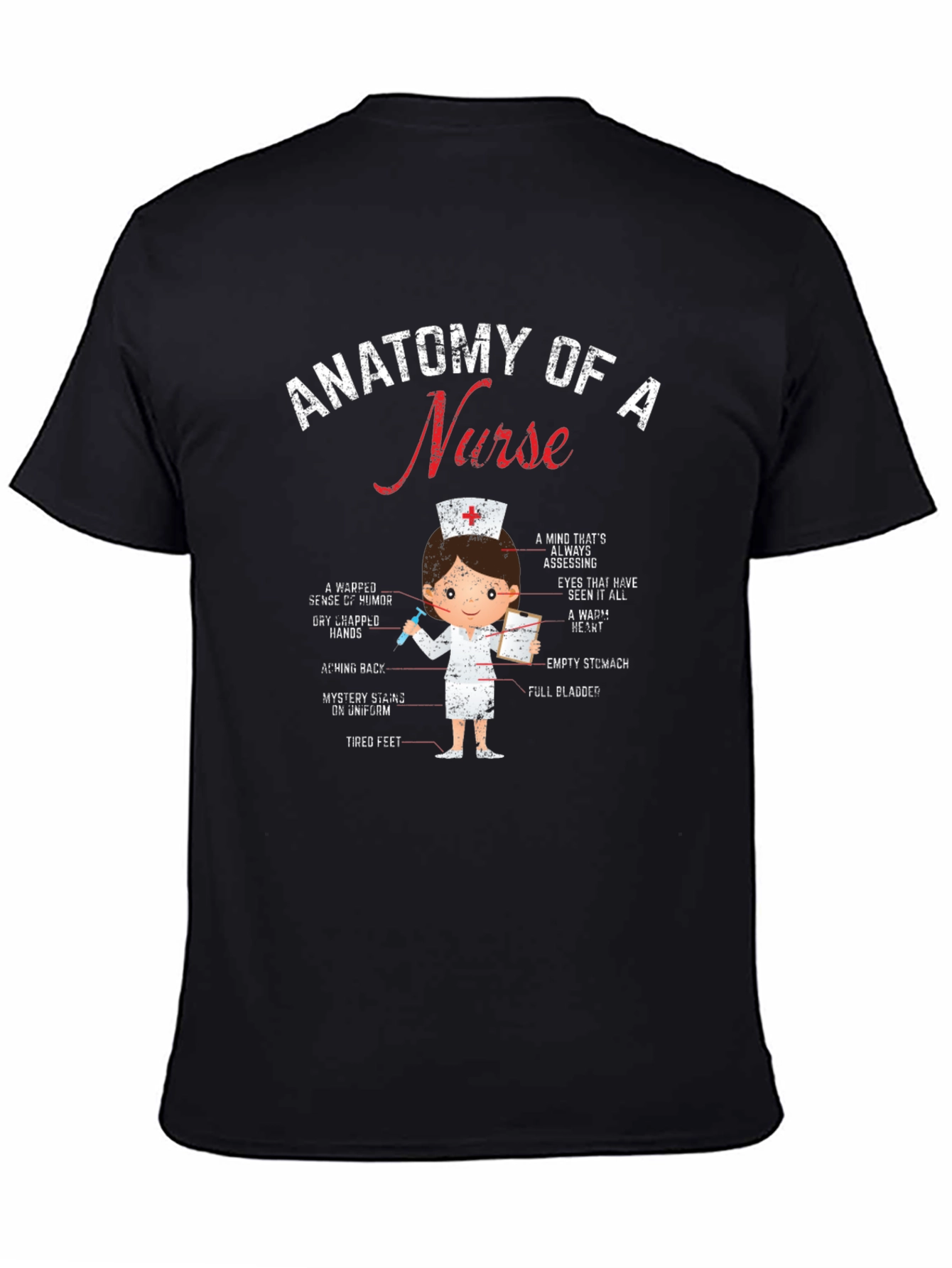 Anatomy of a Nurse Black Graphic Tee