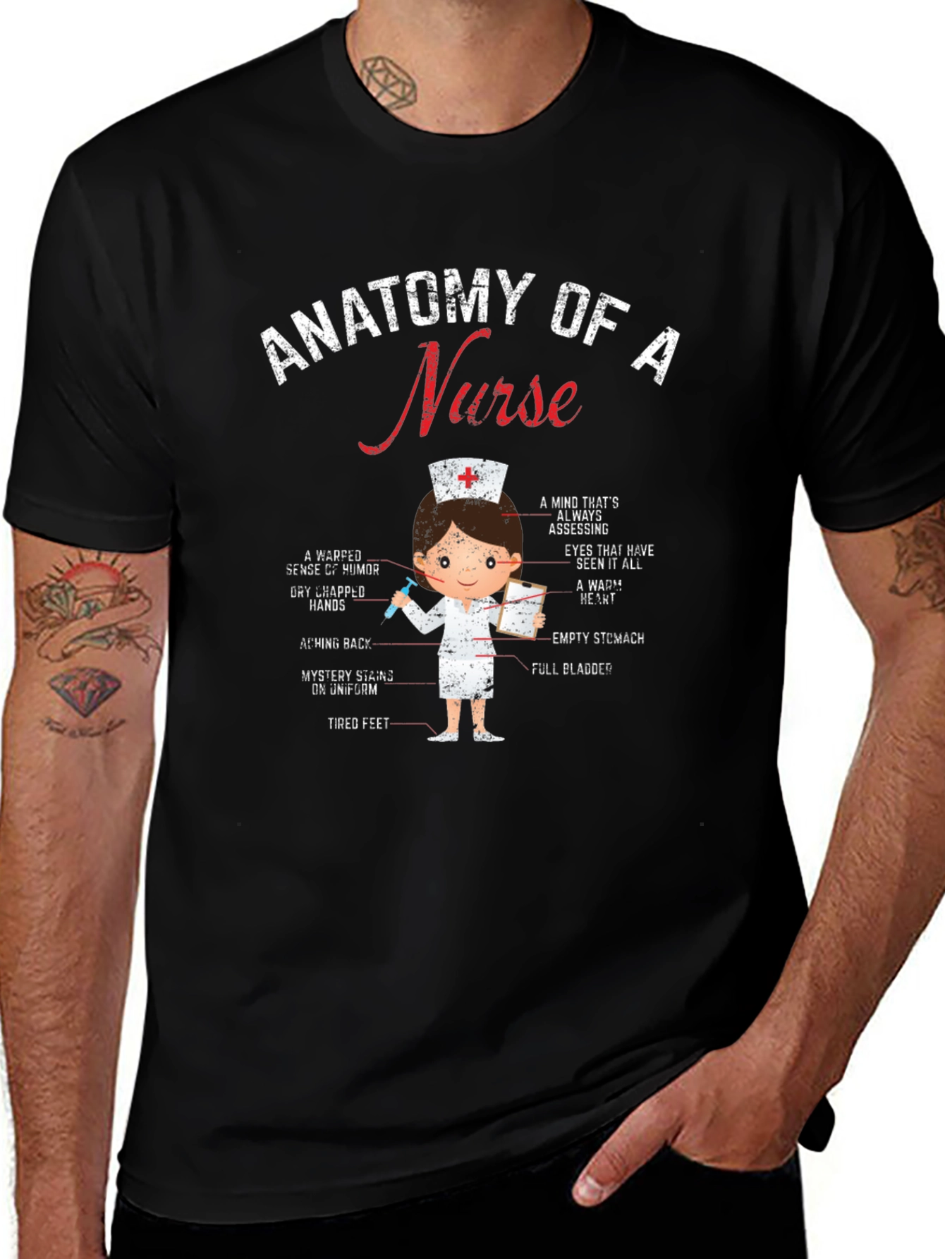 Anatomy of a Nurse Black Graphic Tee