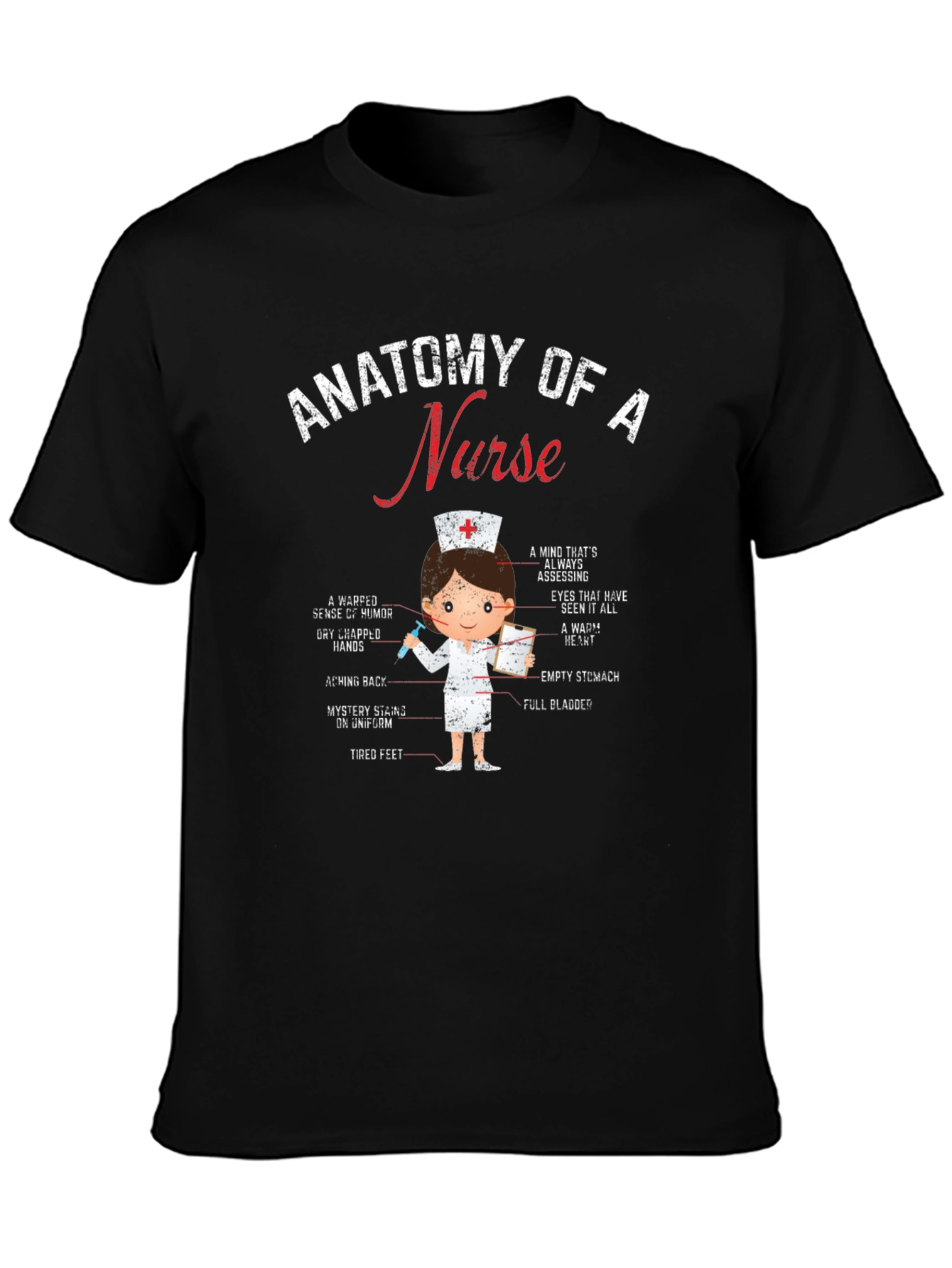 Anatomy of a Nurse Black Graphic Tee