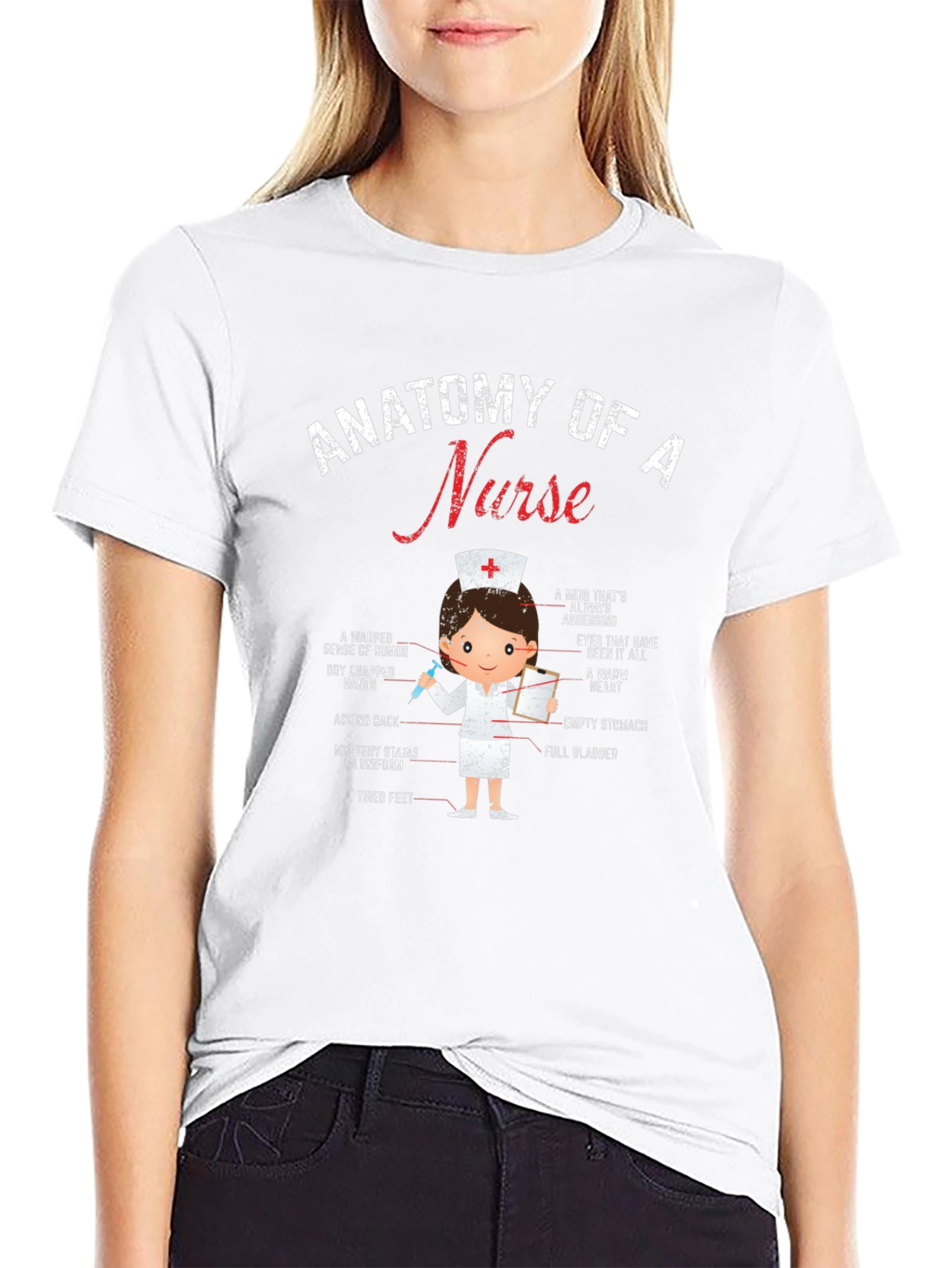 Anatomy of a Nurse Black Graphic Tee