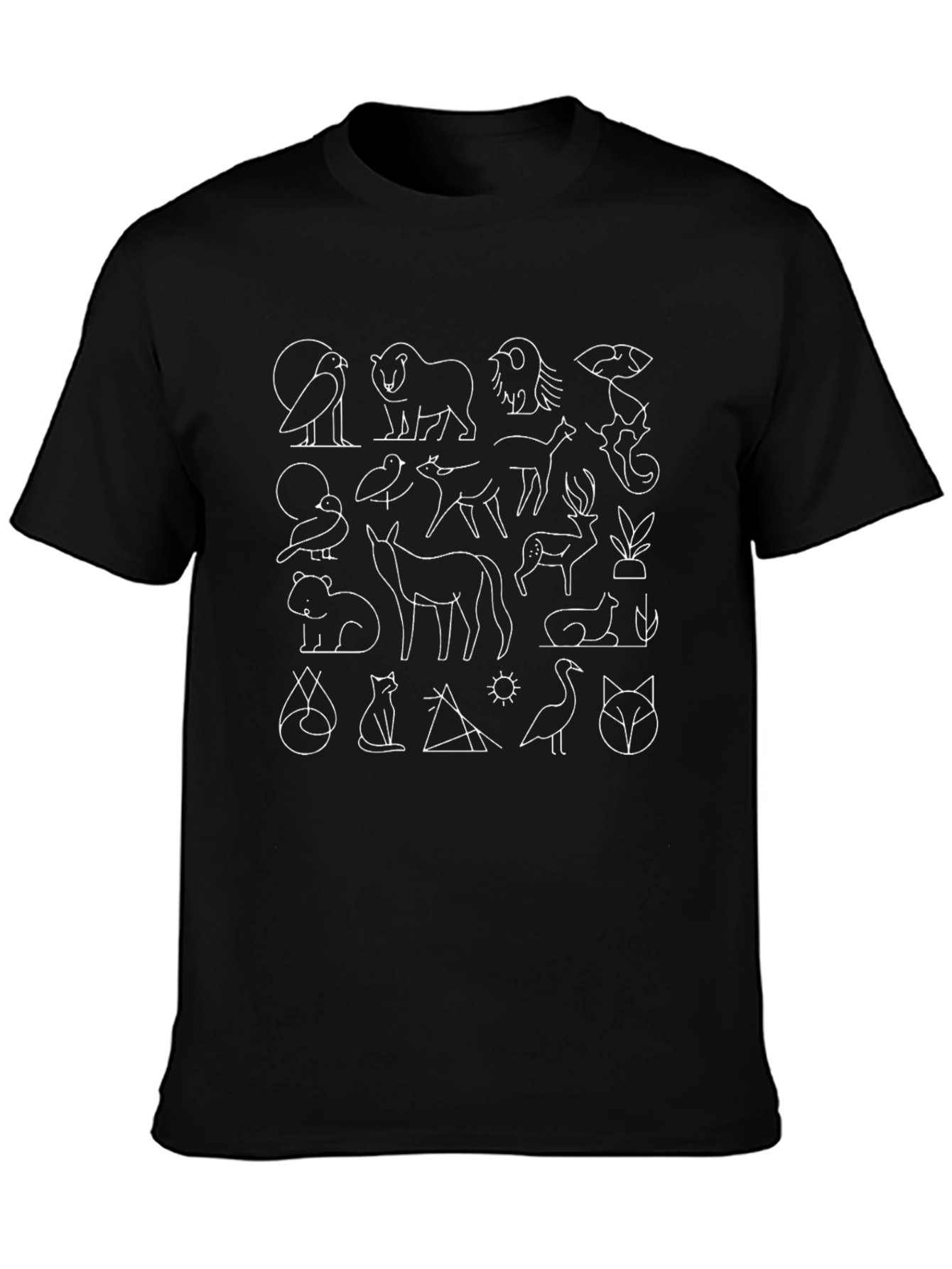 Geometric Animal Print T-Shirt - Black