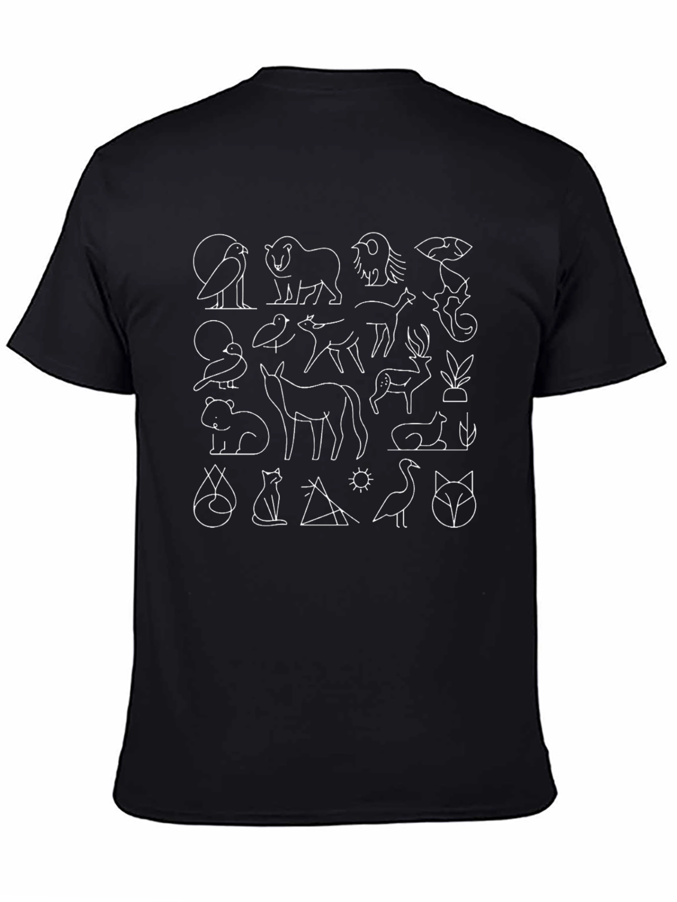 Geometric Animal Print T-Shirt - Black