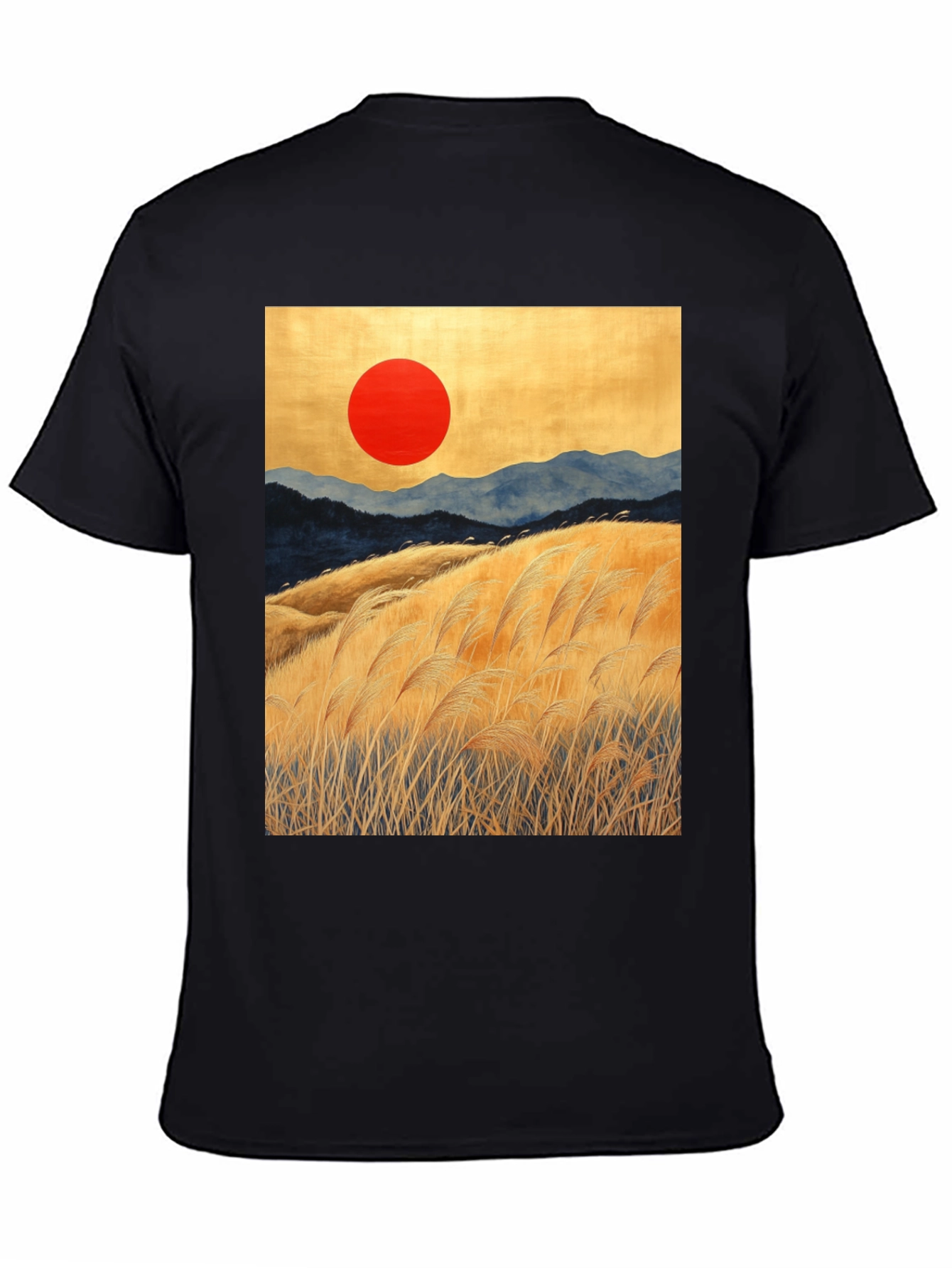 Sunrise Meadow Graphic Tee - Stylish Black T-Shirt