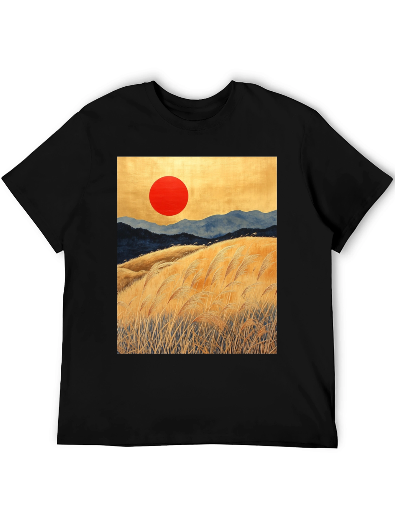 Sunrise Meadow Graphic Tee - Stylish Black T-Shirt