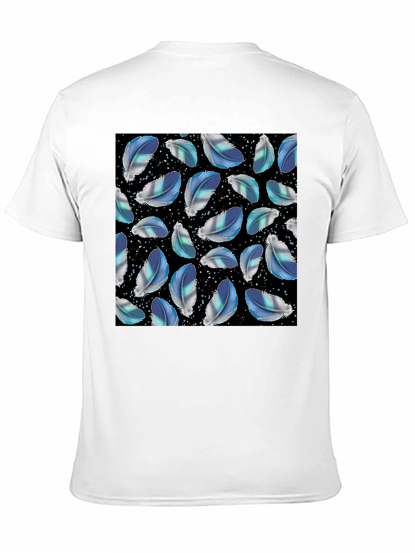 Feather Pattern Black T-Shirt