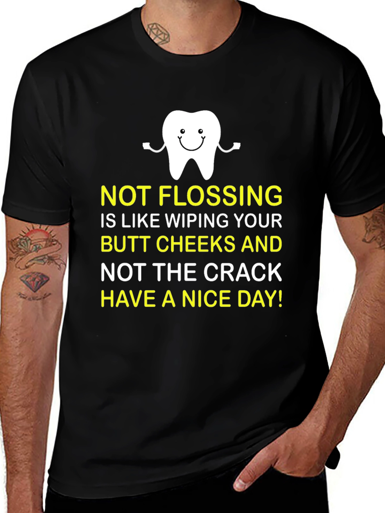 Funny Dental Flossing T-Shirt - Cheeky Humor