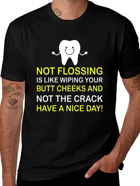 Funny Dental Flossing T-Shirt - Cheeky Humor