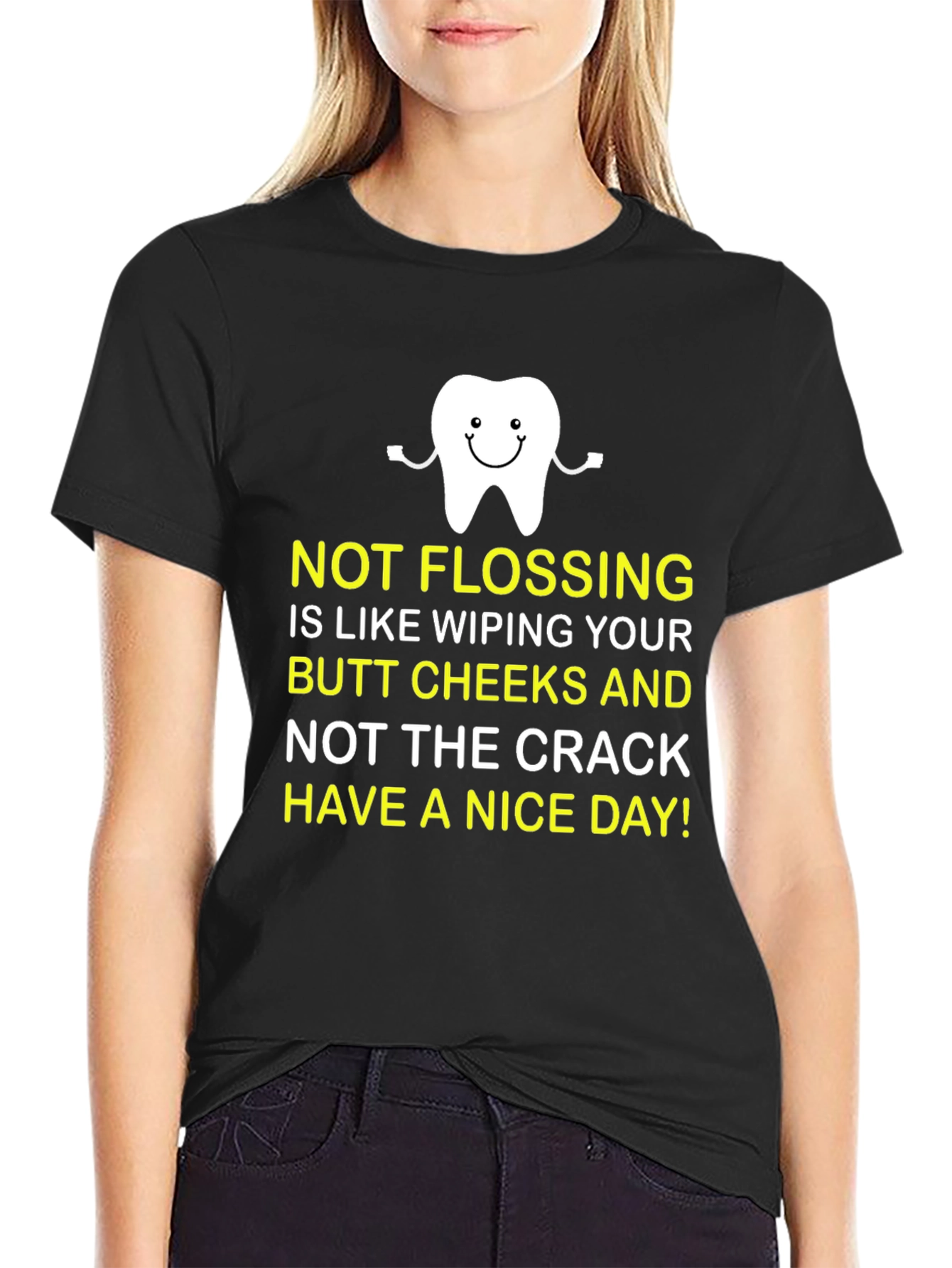 Funny Dental Flossing T-Shirt - Cheeky Humor