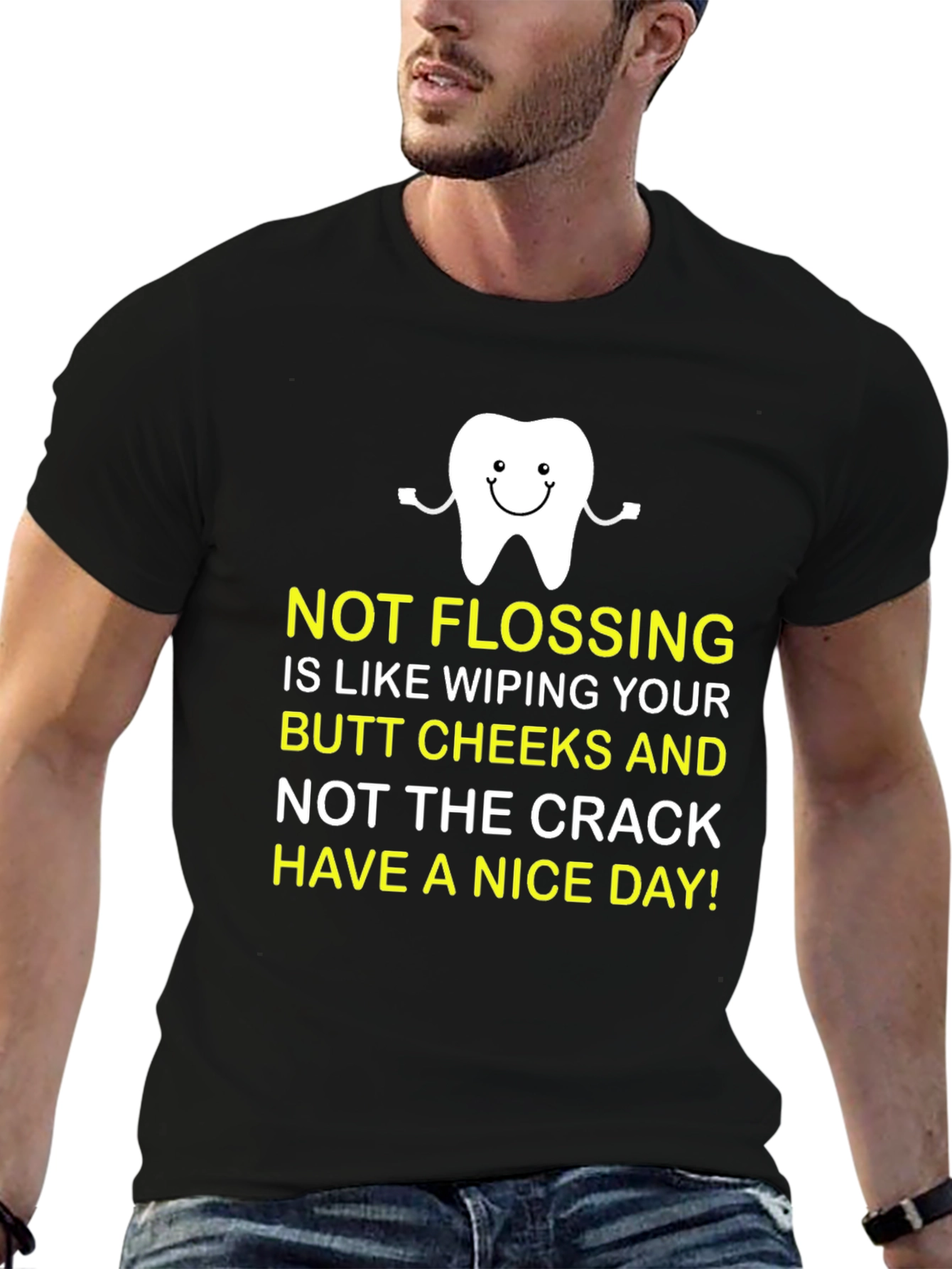 Funny Dental Flossing T-Shirt - Cheeky Humor