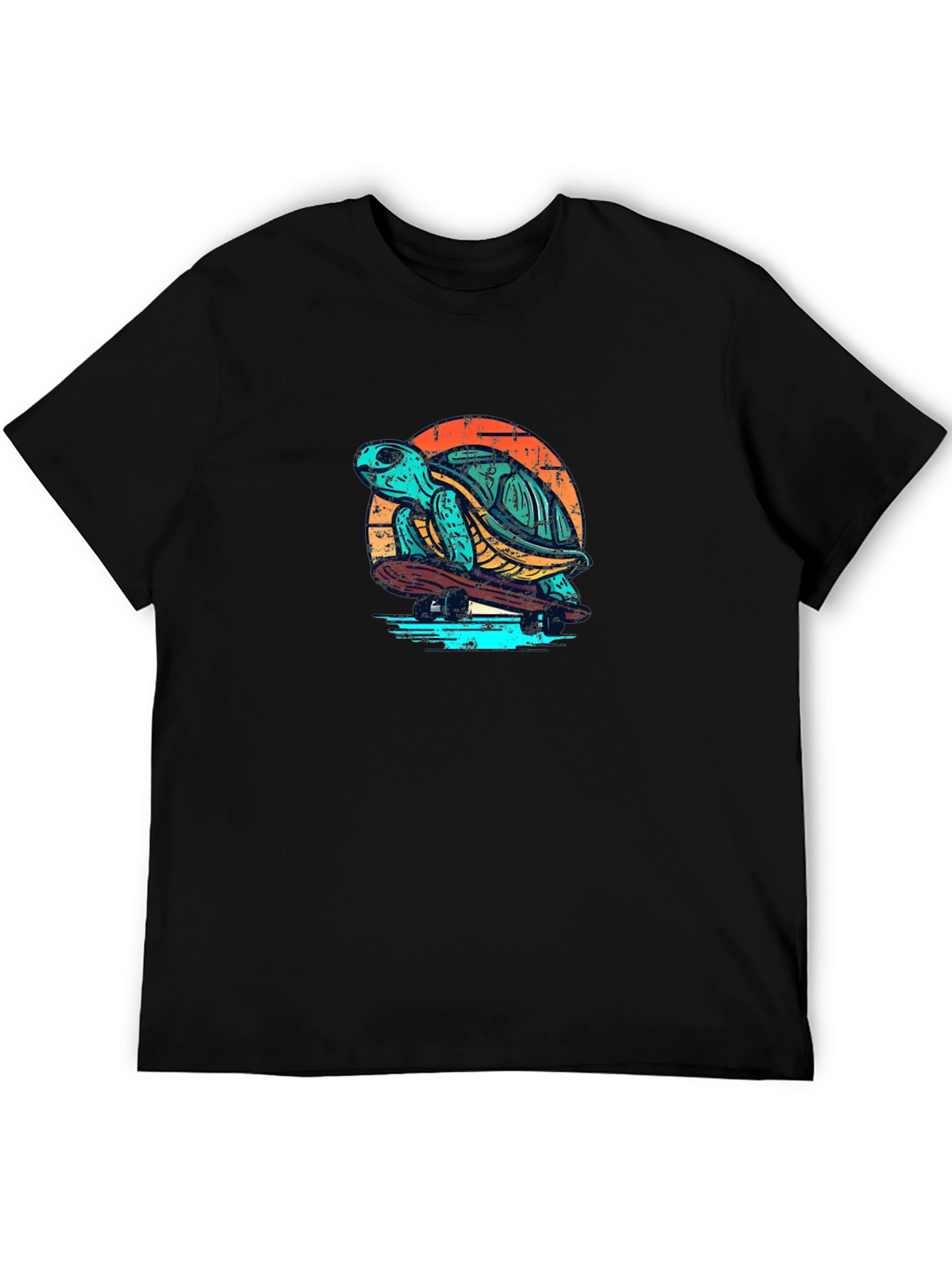 Skateboarding Turtle Graphic Tee - Black