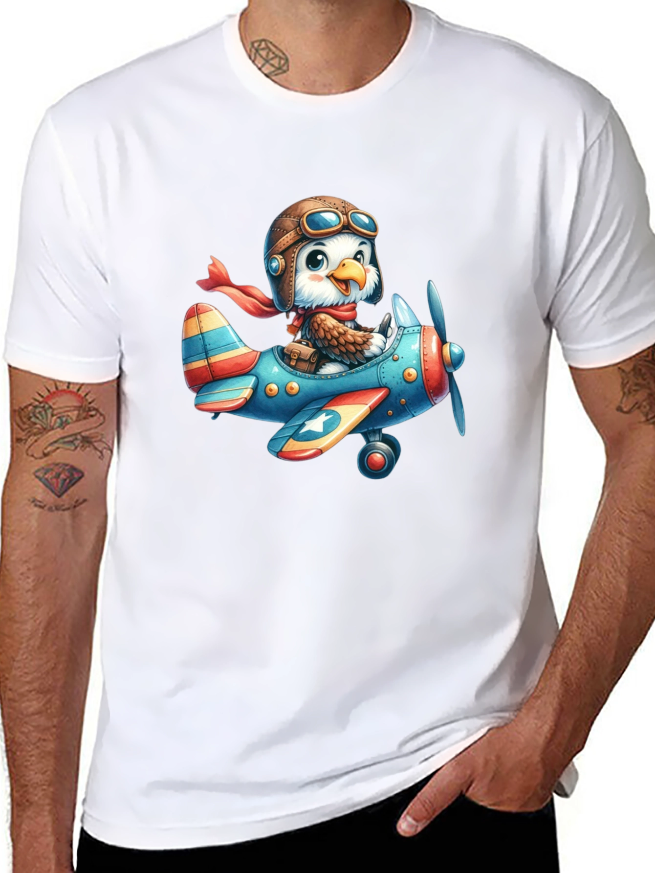 Eagle Pilot T-Shirt - Cartoon Airplane Design