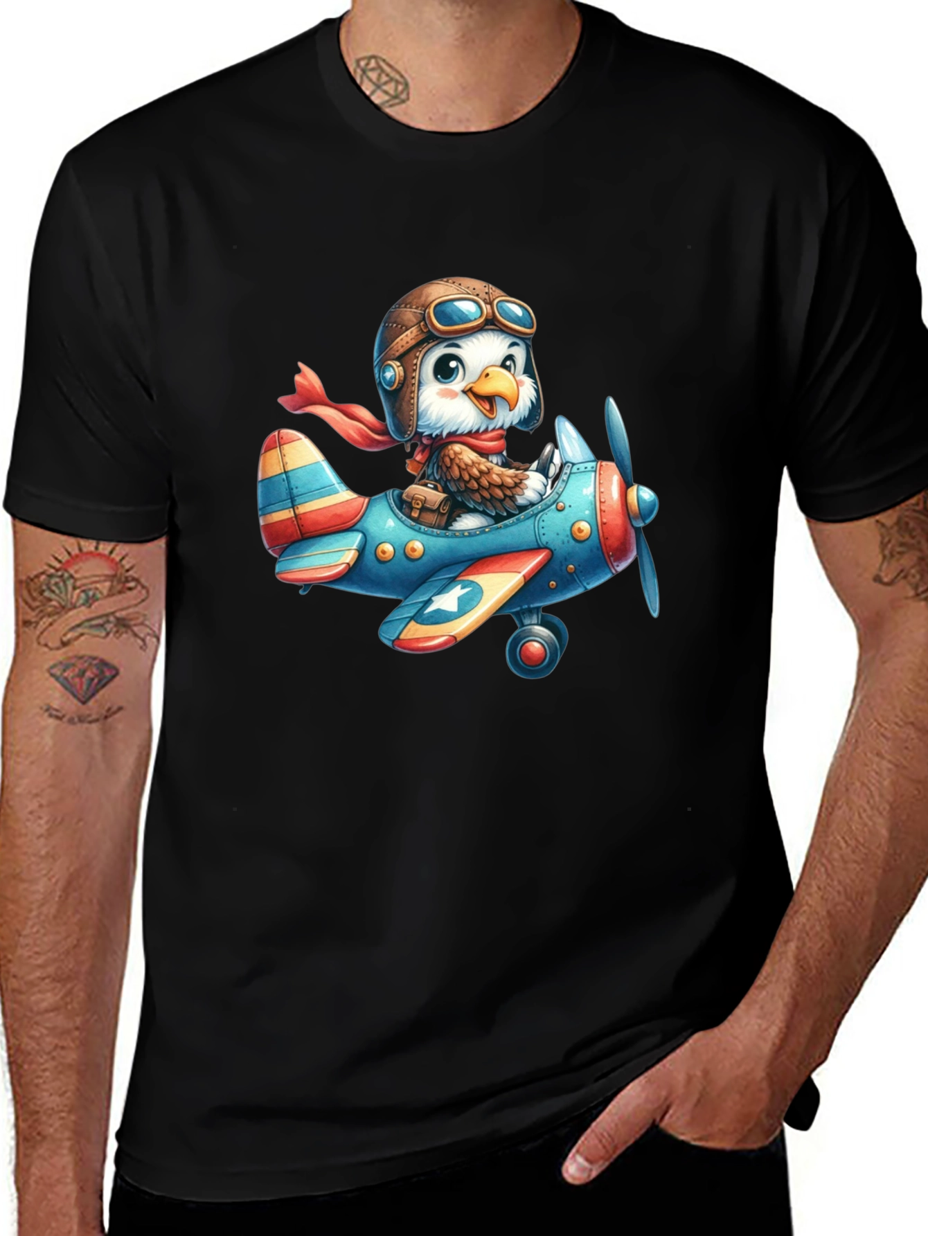 Eagle Pilot T-Shirt - Cartoon Airplane Design