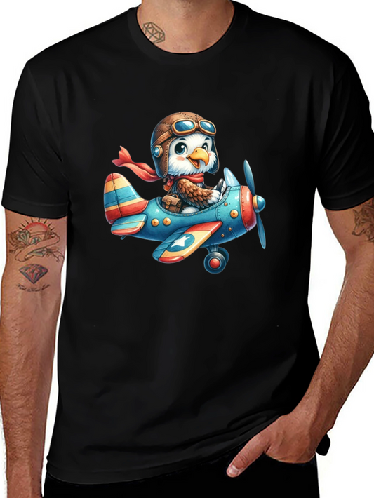 Eagle Pilot T-Shirt - Cartoon Airplane Design