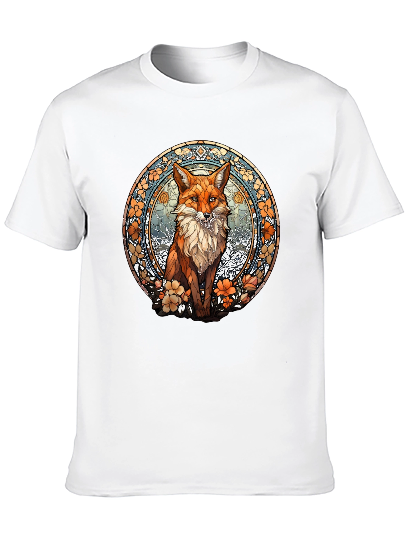 Fox Art T-Shirt - Unique Stained Glass Style Design