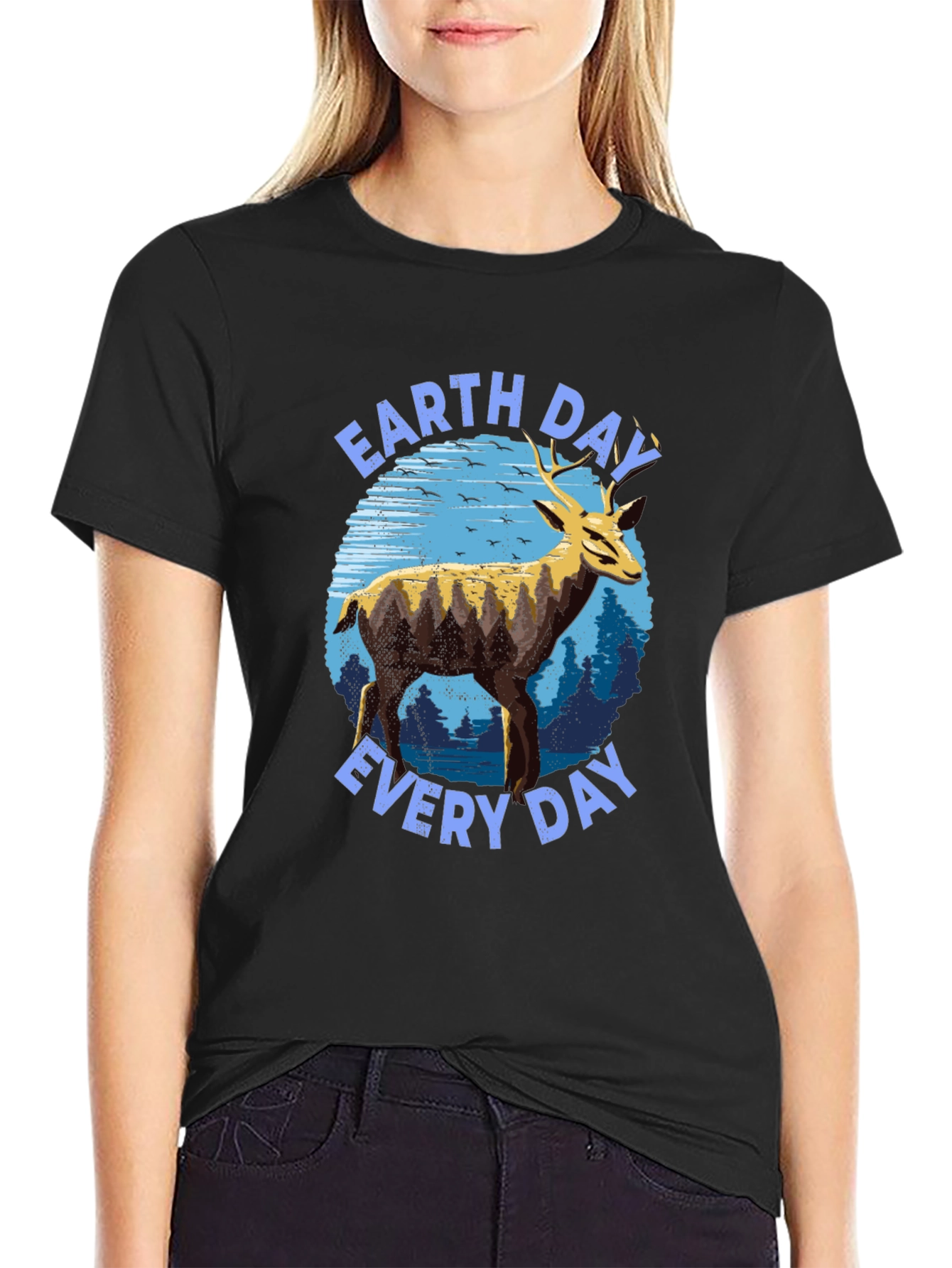 Earth Day Everyday Deer Graphic T-Shirt