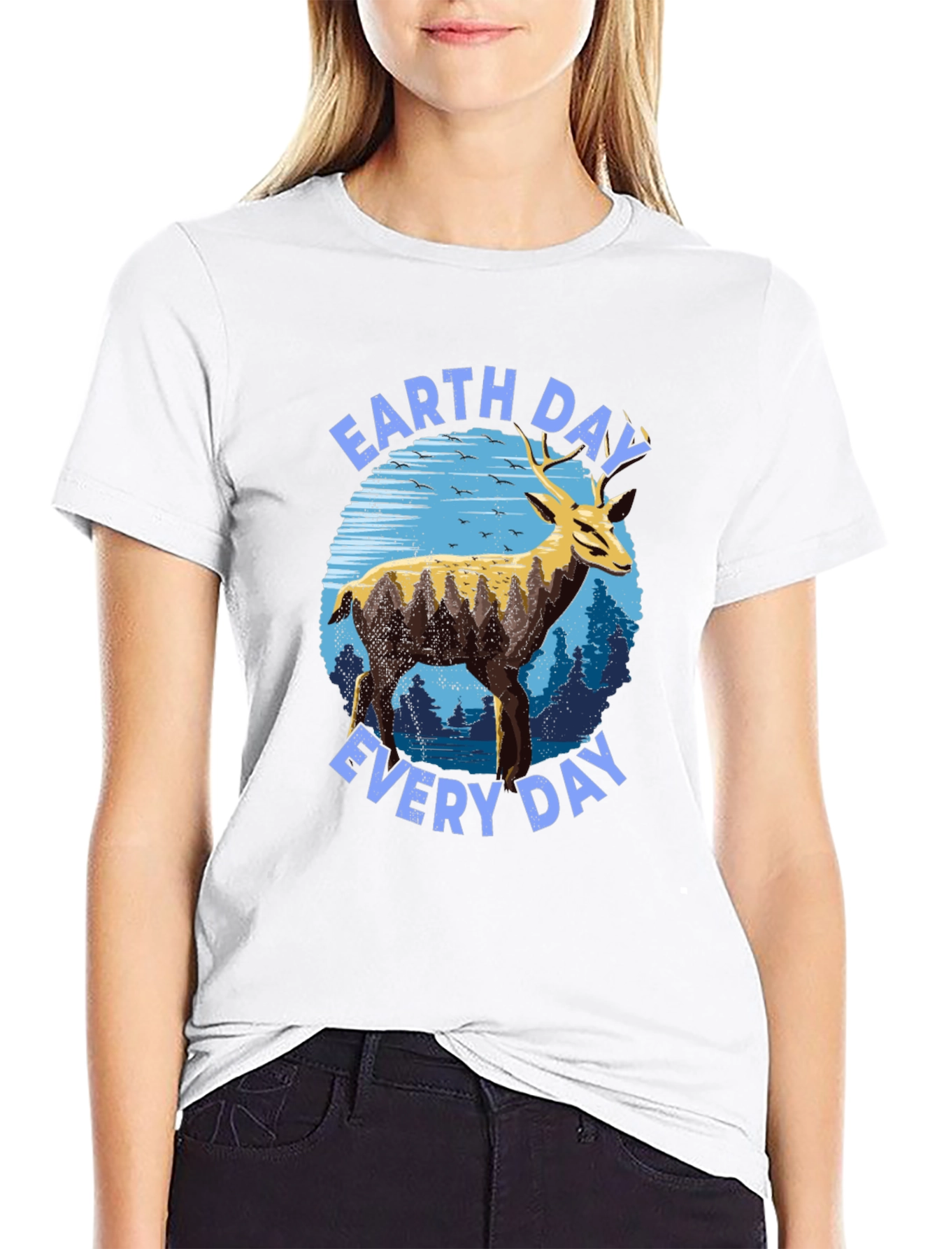 Earth Day Everyday Deer Graphic T-Shirt