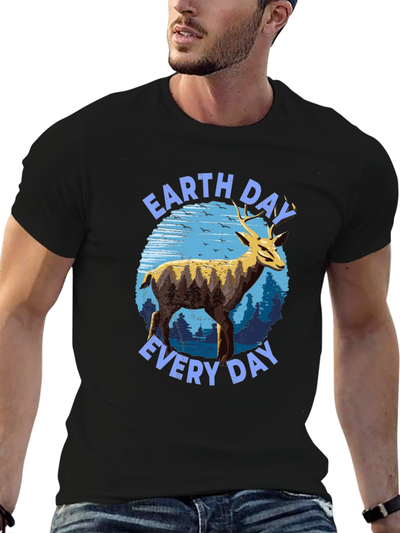 Earth Day Everyday Deer Graphic T-Shirt
