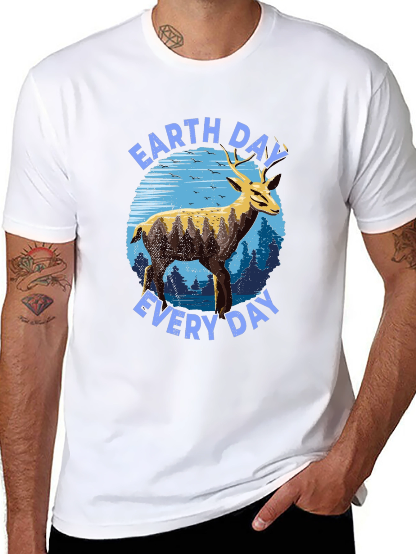 Earth Day Everyday Deer Graphic T-Shirt