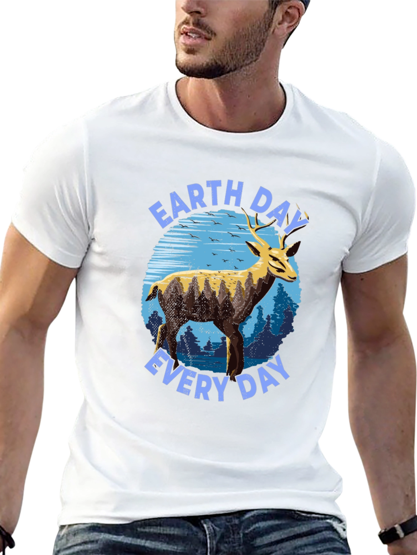 Earth Day Everyday Deer Graphic T-Shirt