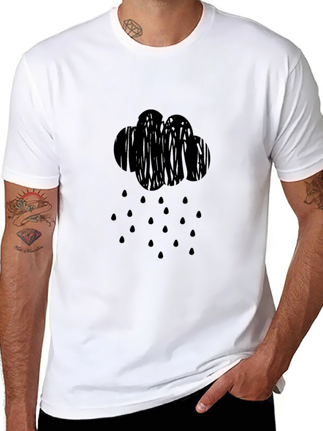 Rainy Day Cloud Graphic Tee - Black Casual Shirt