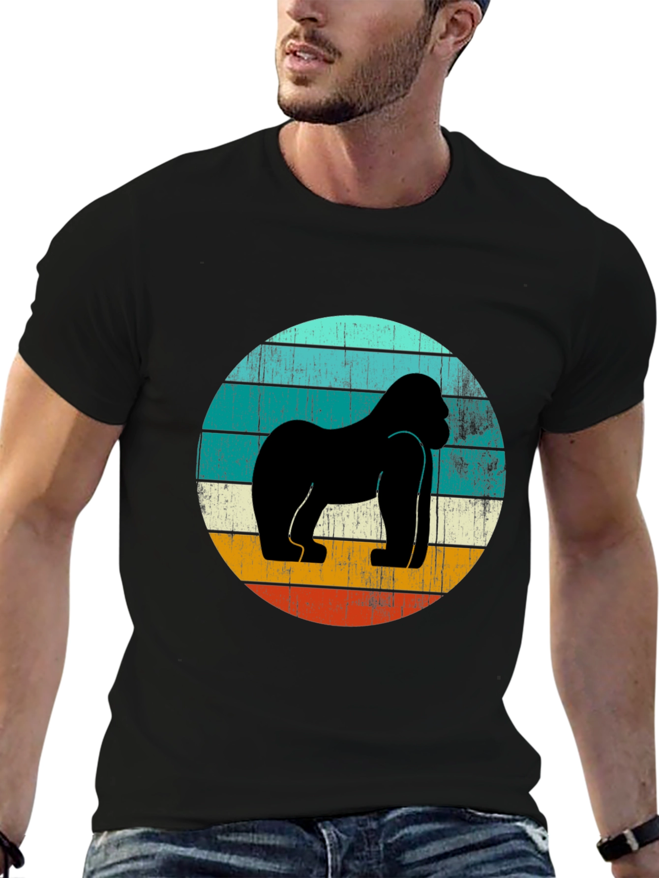 Retro Gorilla Graphic Tee - Black