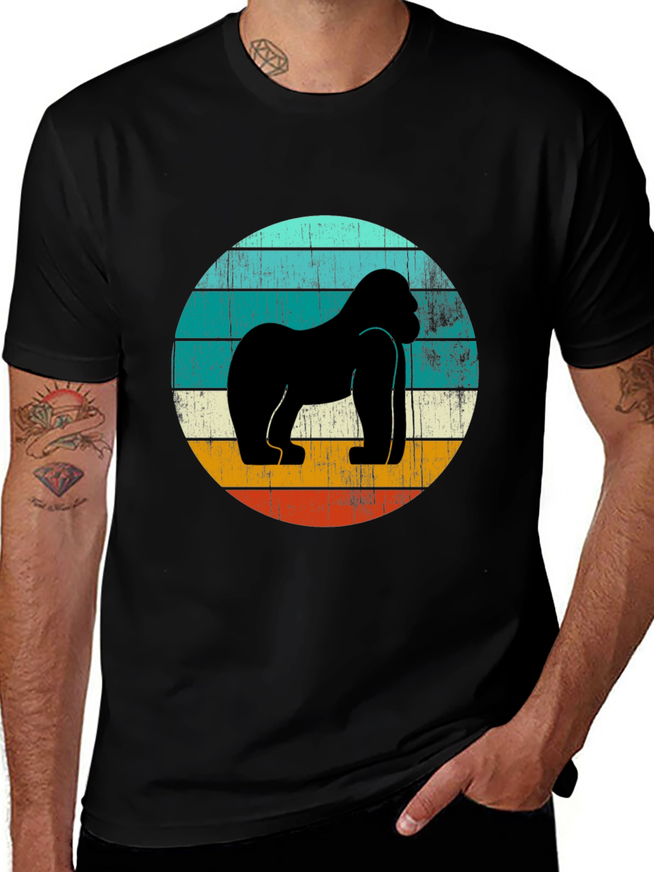 Retro Gorilla Graphic Tee - Black