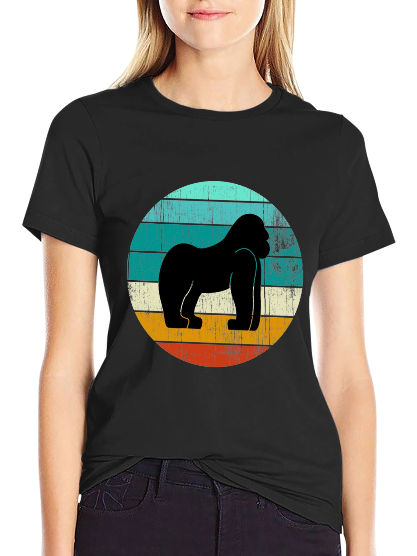 Retro Gorilla Graphic Tee - Black