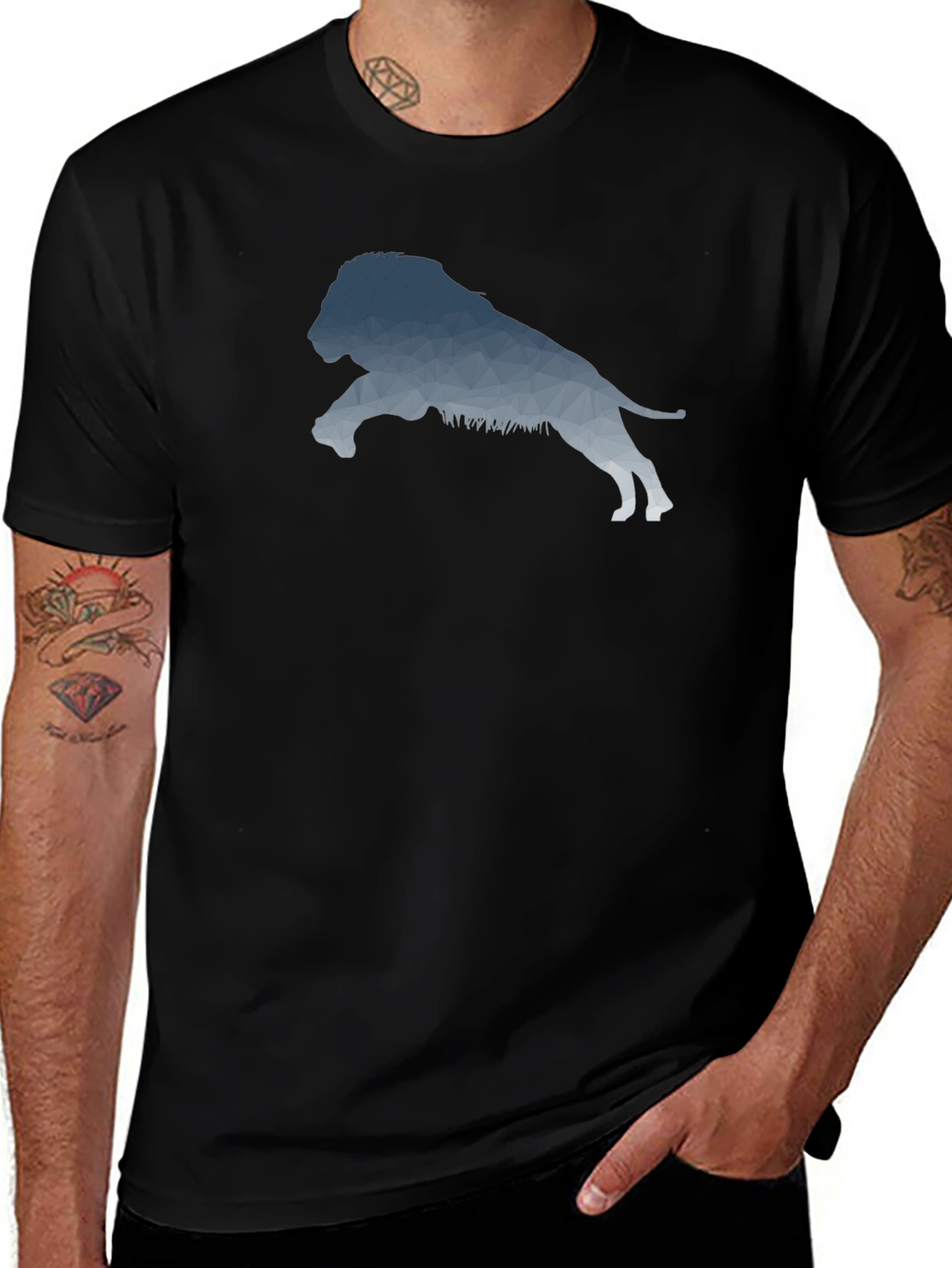Geometric Lion Graphic Tee - Modern Design