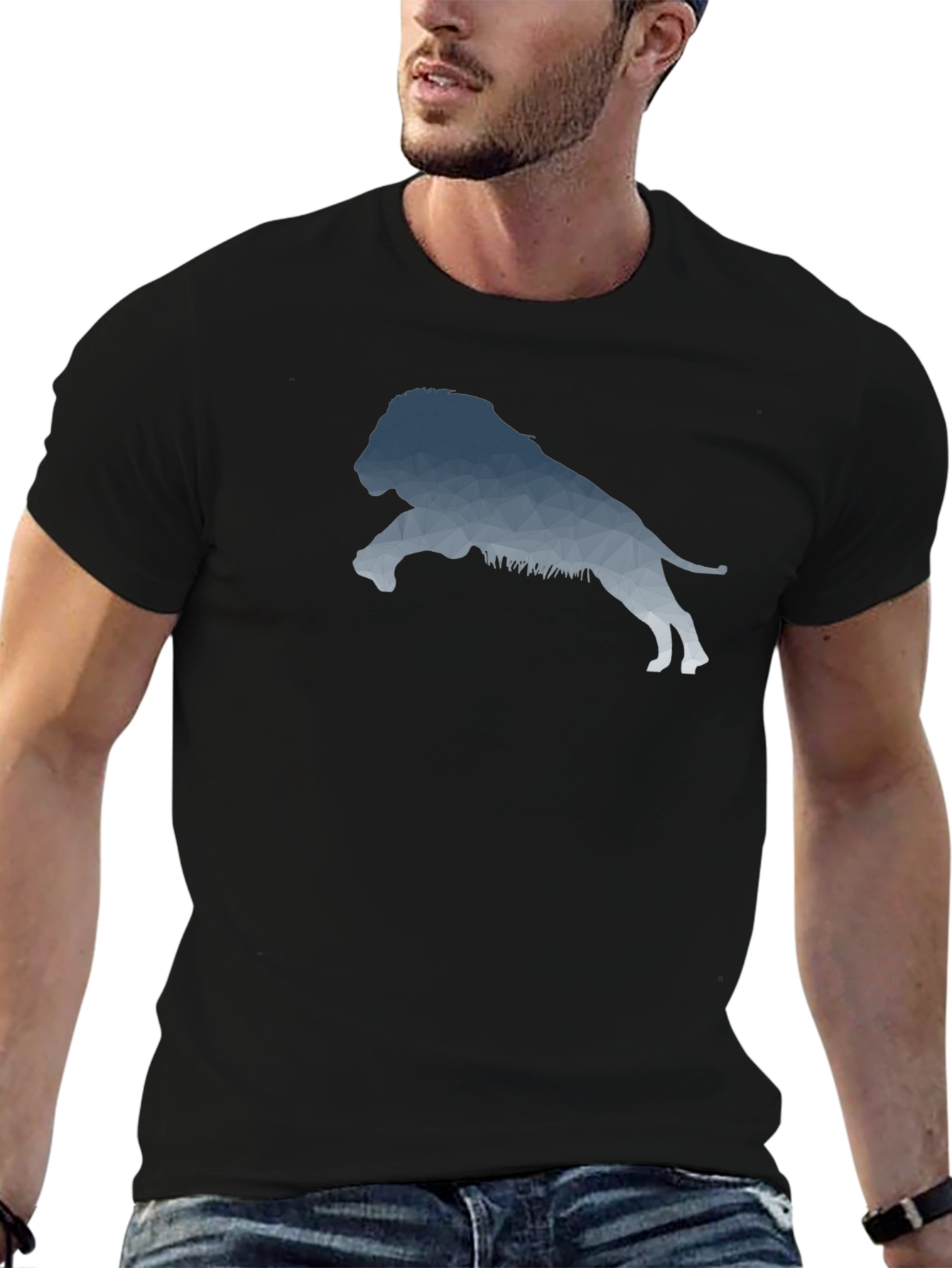 Geometric Lion Graphic Tee - Modern Design