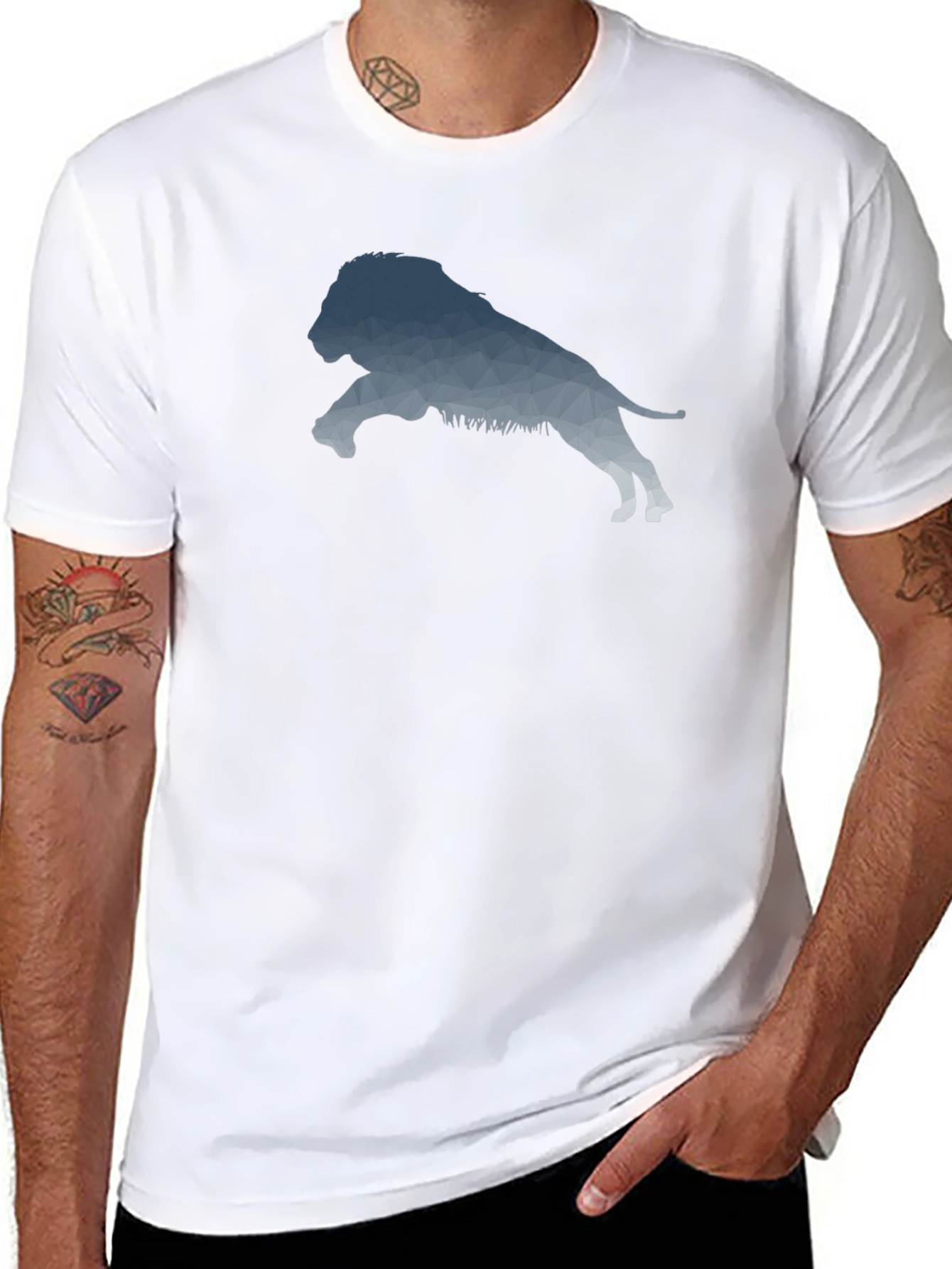 Geometric Lion Graphic Tee - Modern Design