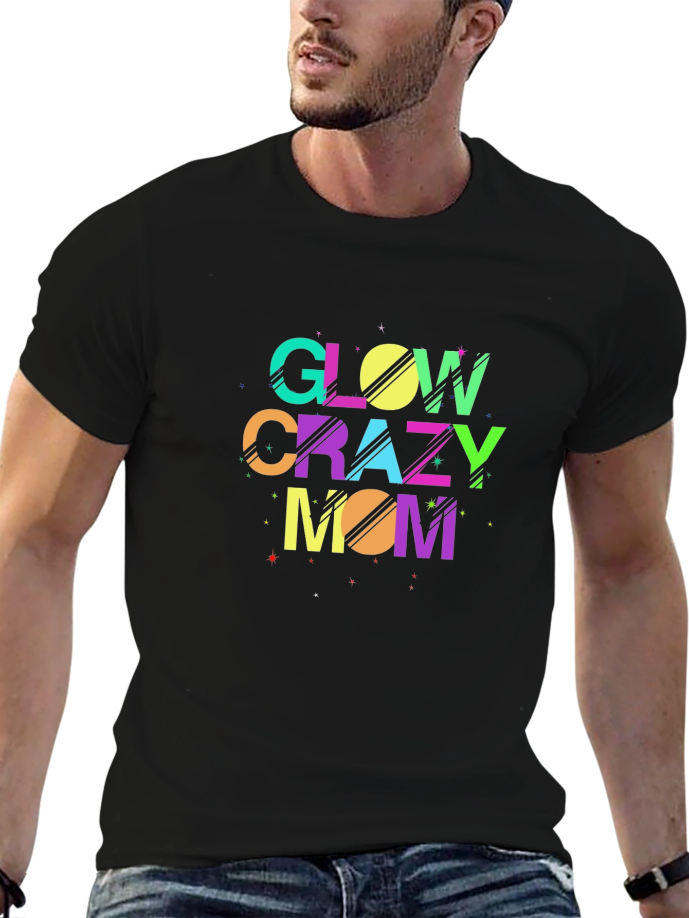 Glow Crazy Mom Black T-Shirt