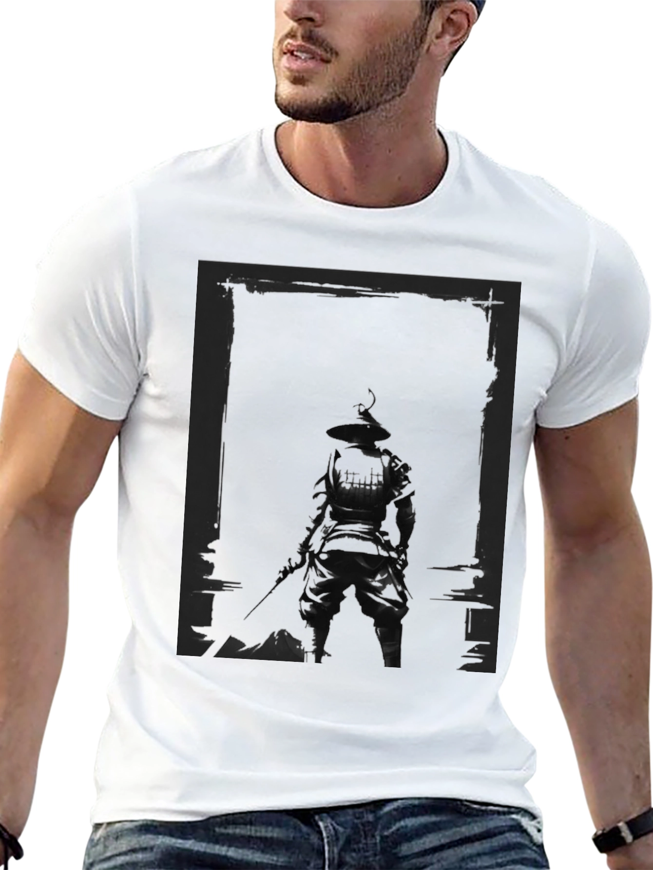 Dark Samurai Graphic Print T-Shirt