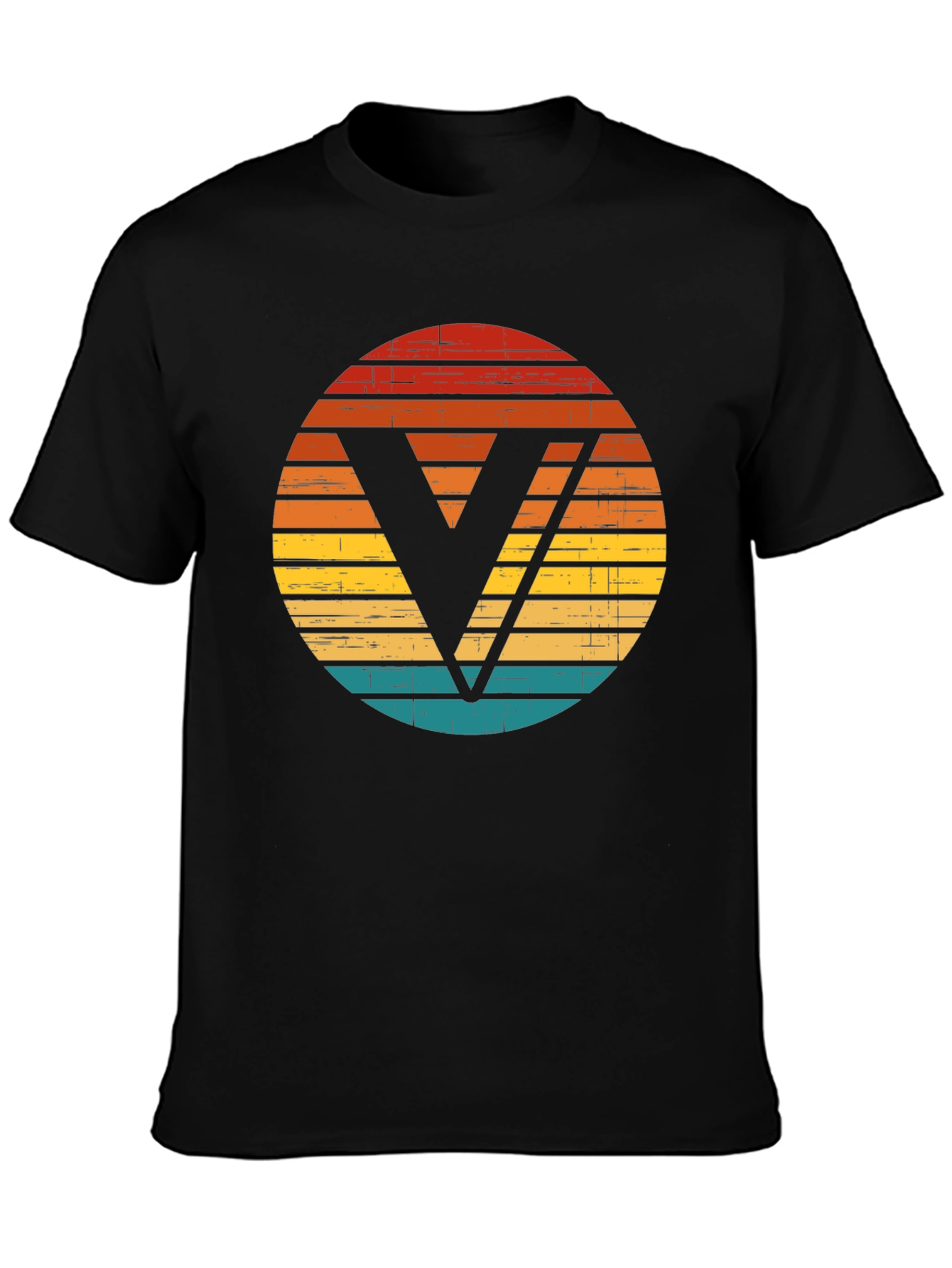 Retro Sunset V Graphic Black T-Shirt