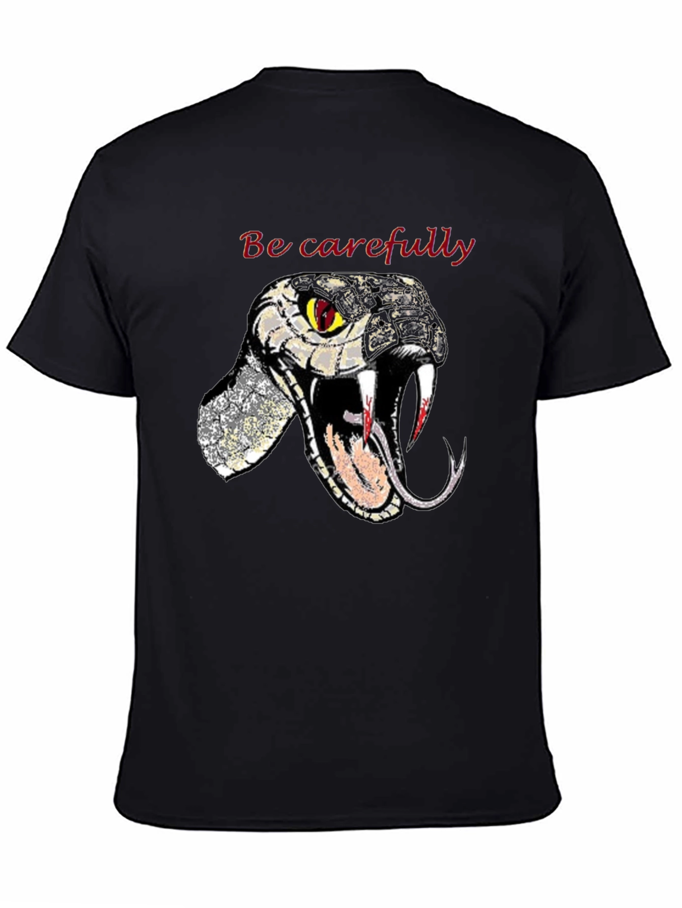 Snake Graphic Tee - Be Carefully Black T-Shirt