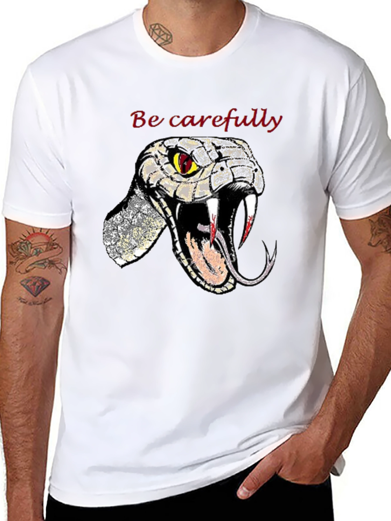 Snake Graphic Tee - Be Carefully Black T-Shirt