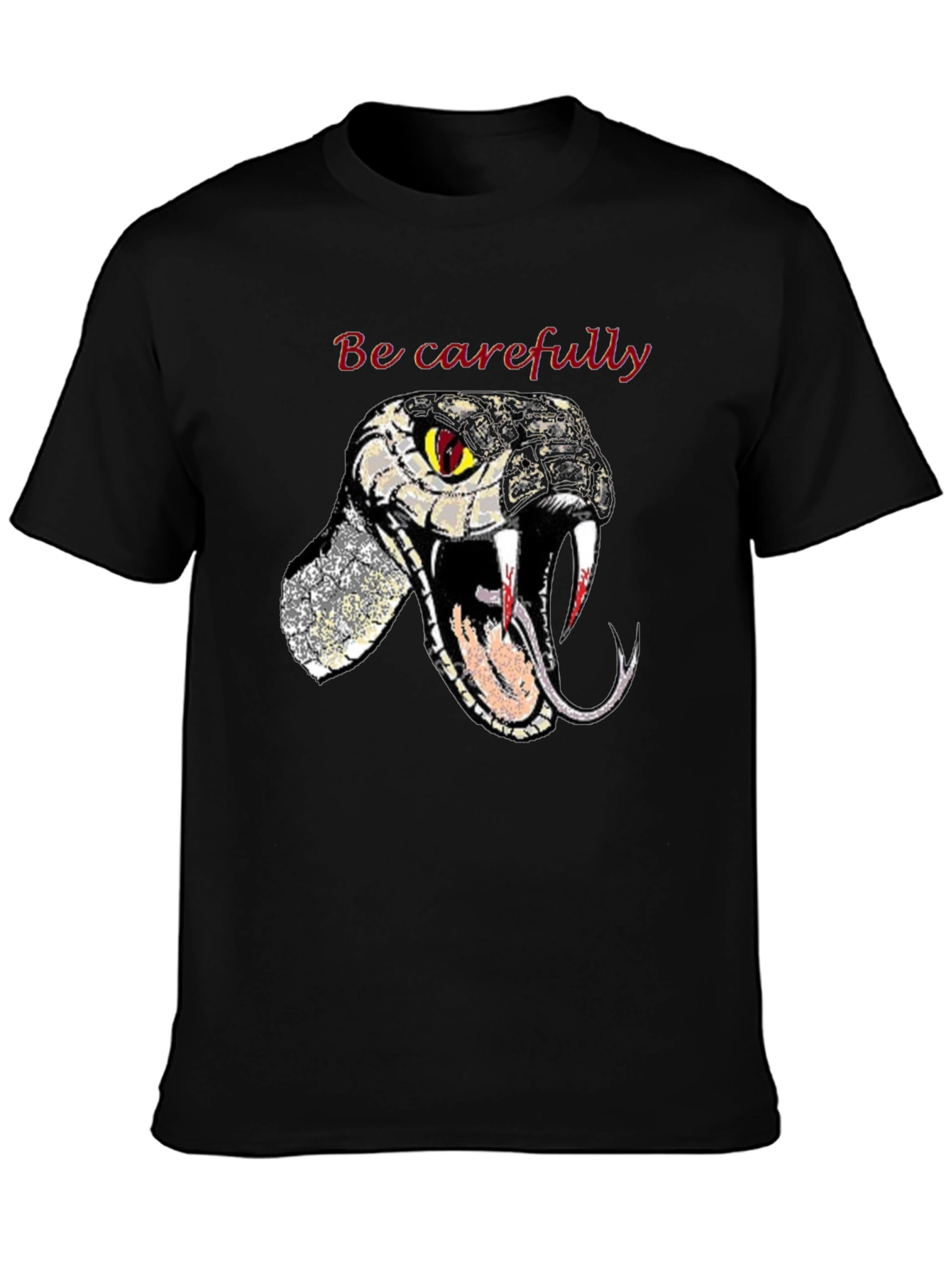 Snake Graphic Tee - Be Carefully Black T-Shirt