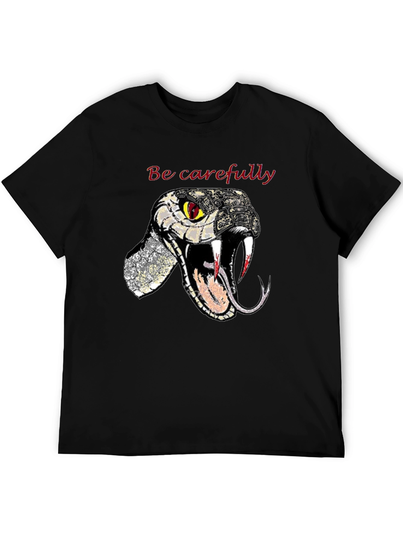 Snake Graphic Tee - Be Carefully Black T-Shirt