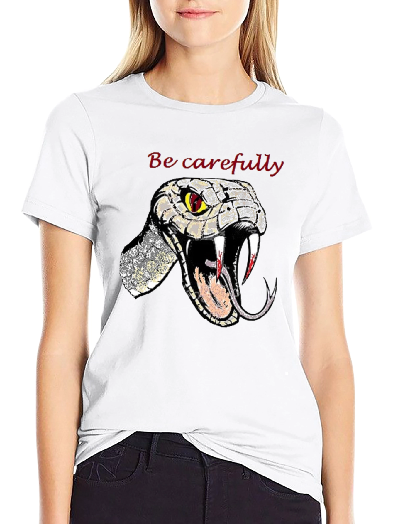Snake Graphic Tee - Be Carefully Black T-Shirt