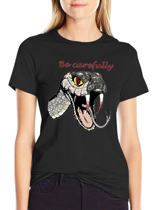 Snake Graphic Tee - Be Carefully Black T-Shirt