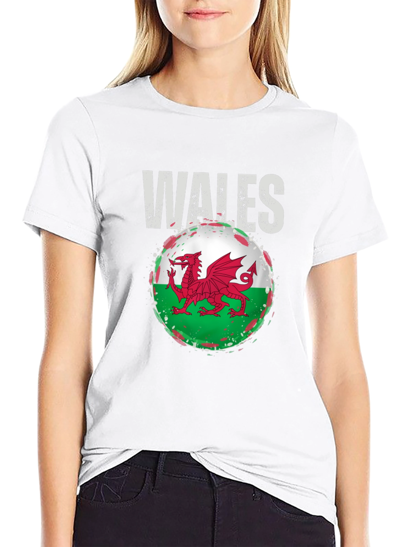 Wales Flag Dragon Graphic Tee - Black